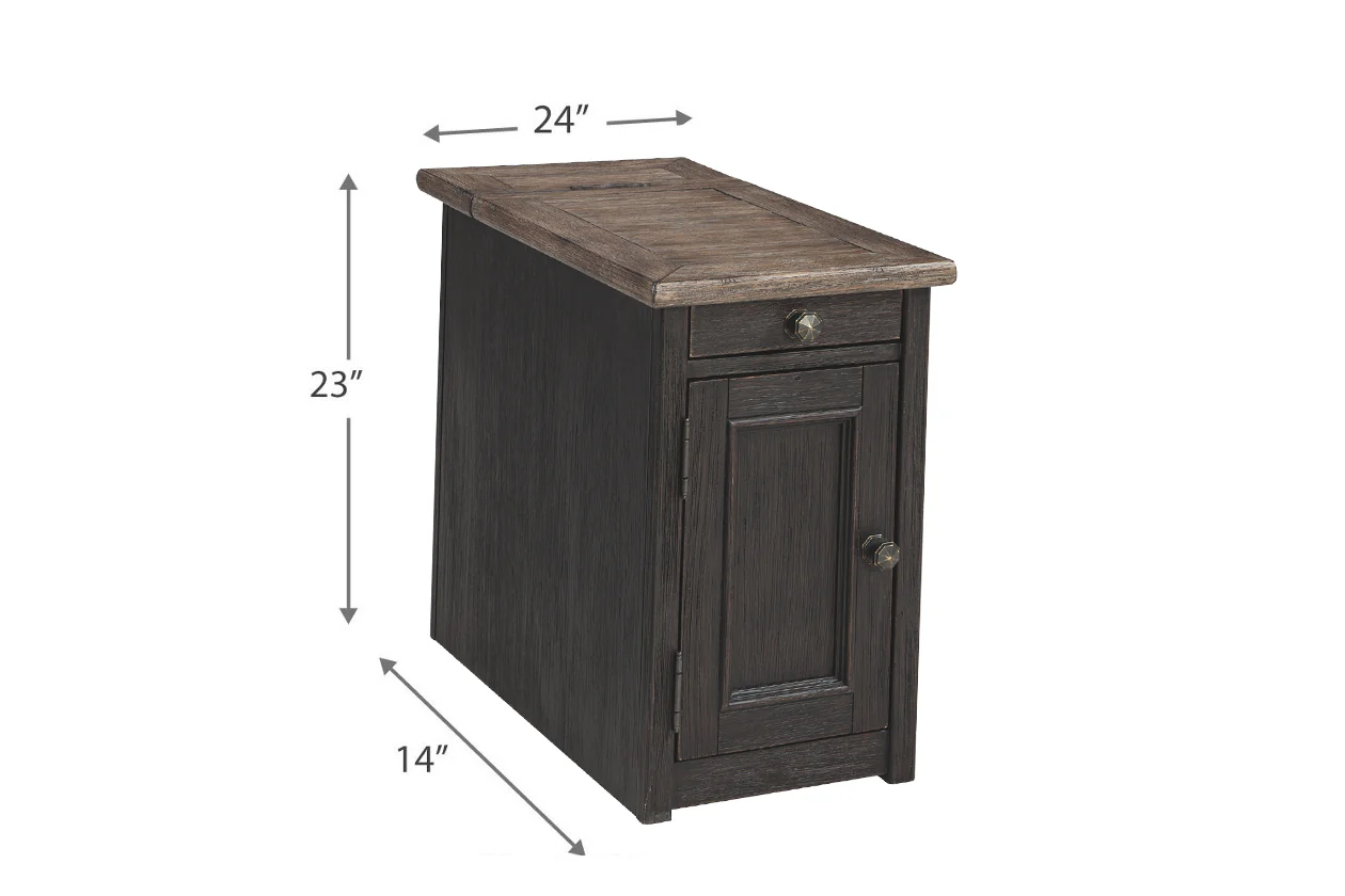Wooden End Table with 2 USB Charging Ports, Brown By Benzara - Image 2