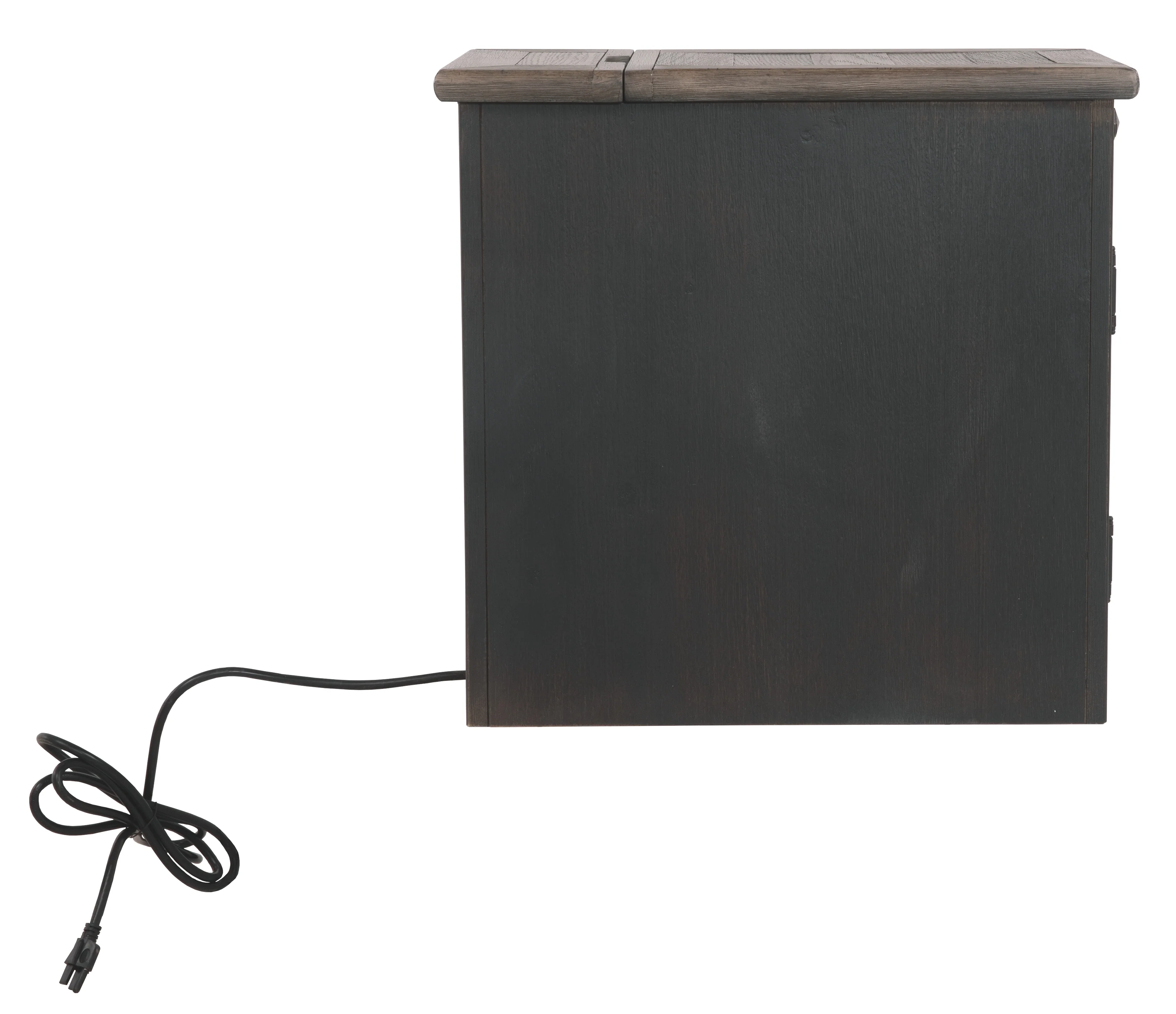 Wooden End Table with 2 USB Charging Ports, Brown By Benzara - Image 3