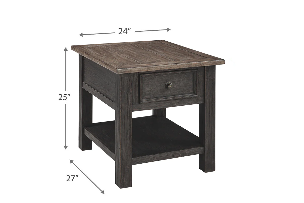 Wooden End Table with One Drawer and One Shelf, Brown and Black By Benzara - Image 2