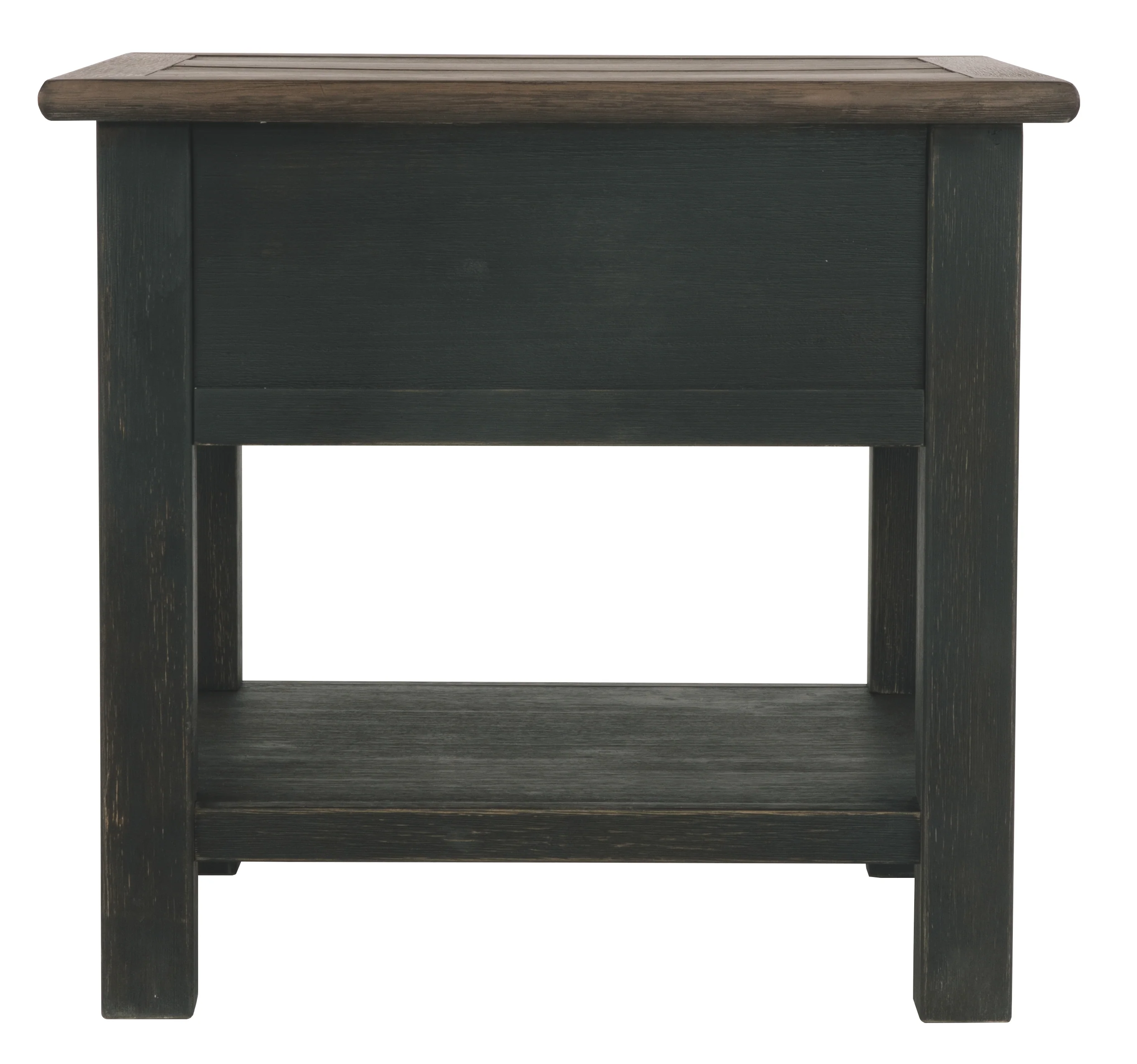 Wooden End Table with One Drawer and One Shelf, Brown and Black By Benzara - Image 3