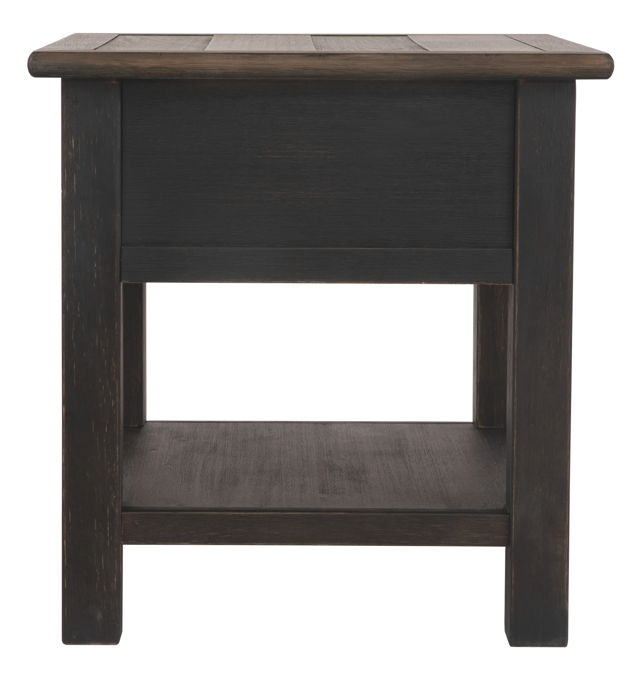 Wooden End Table with One Drawer and One Shelf, Brown and Black By Benzara - Image 5