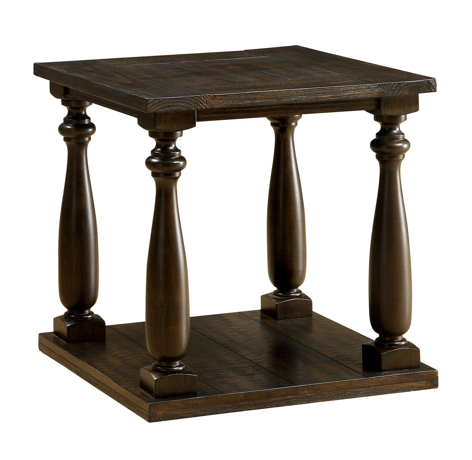 Wooden End Table With Open Shelf, Dark Walnut Brown By Benzara - Image 2