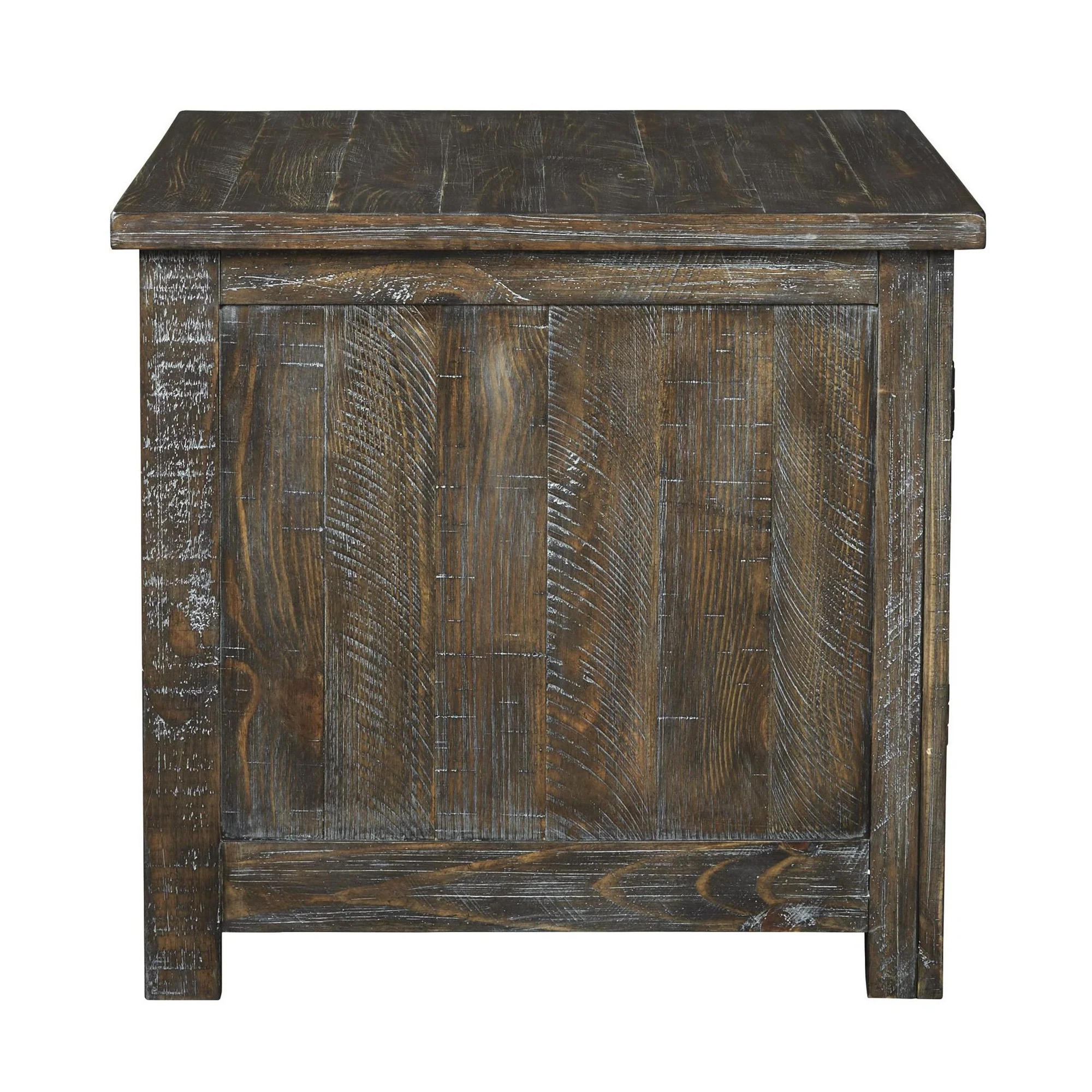 Wooden End Table with Wire Mesh Cabinet and Adjustable Shelf, Brown By Benzara - Image 3