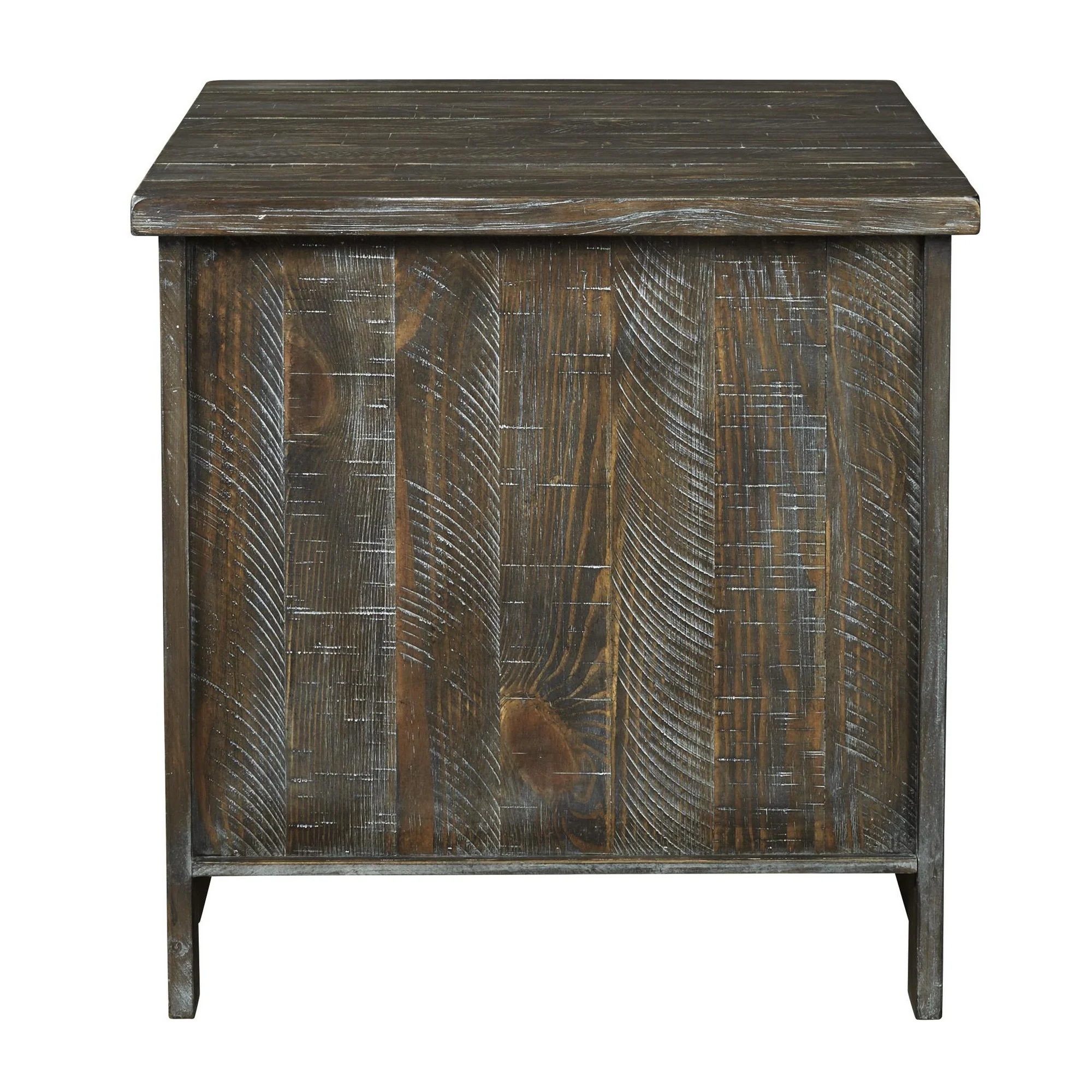 Wooden End Table with Wire Mesh Cabinet and Adjustable Shelf, Brown By Benzara - Image 4