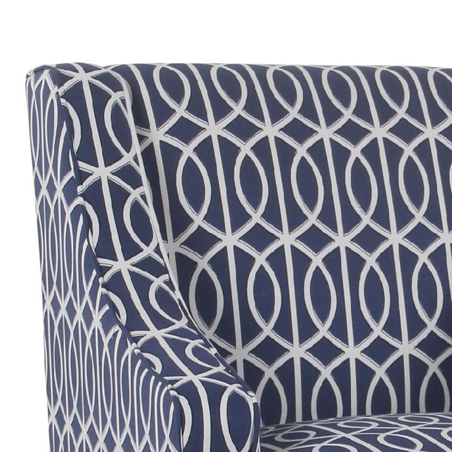 Wooden Fabric Upholstered Accent Chair With Swooping Armrests, Multicolor By Benzara - Image 2
