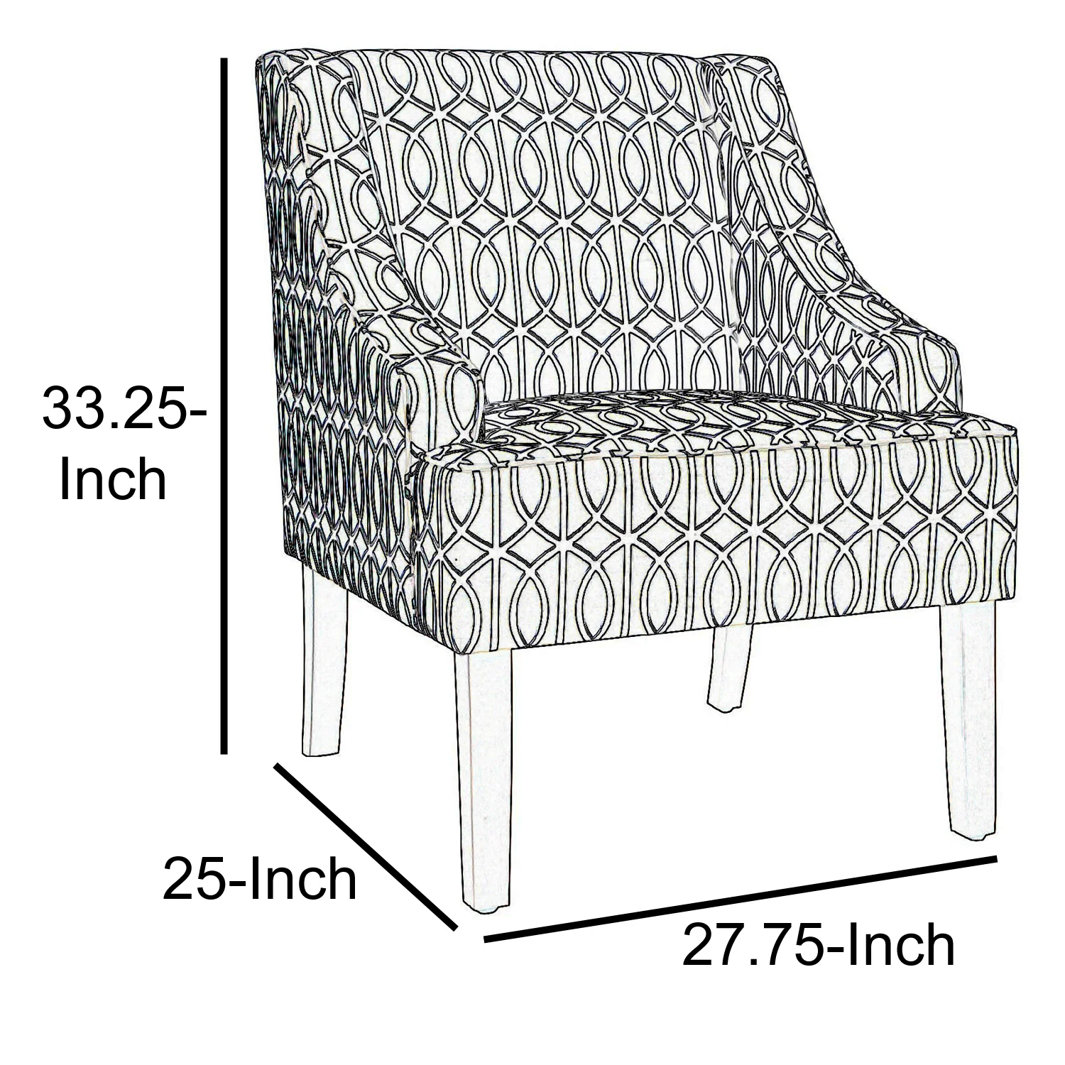 Wooden Fabric Upholstered Accent Chair With Swooping Armrests, Multicolor By Benzara - Image 5