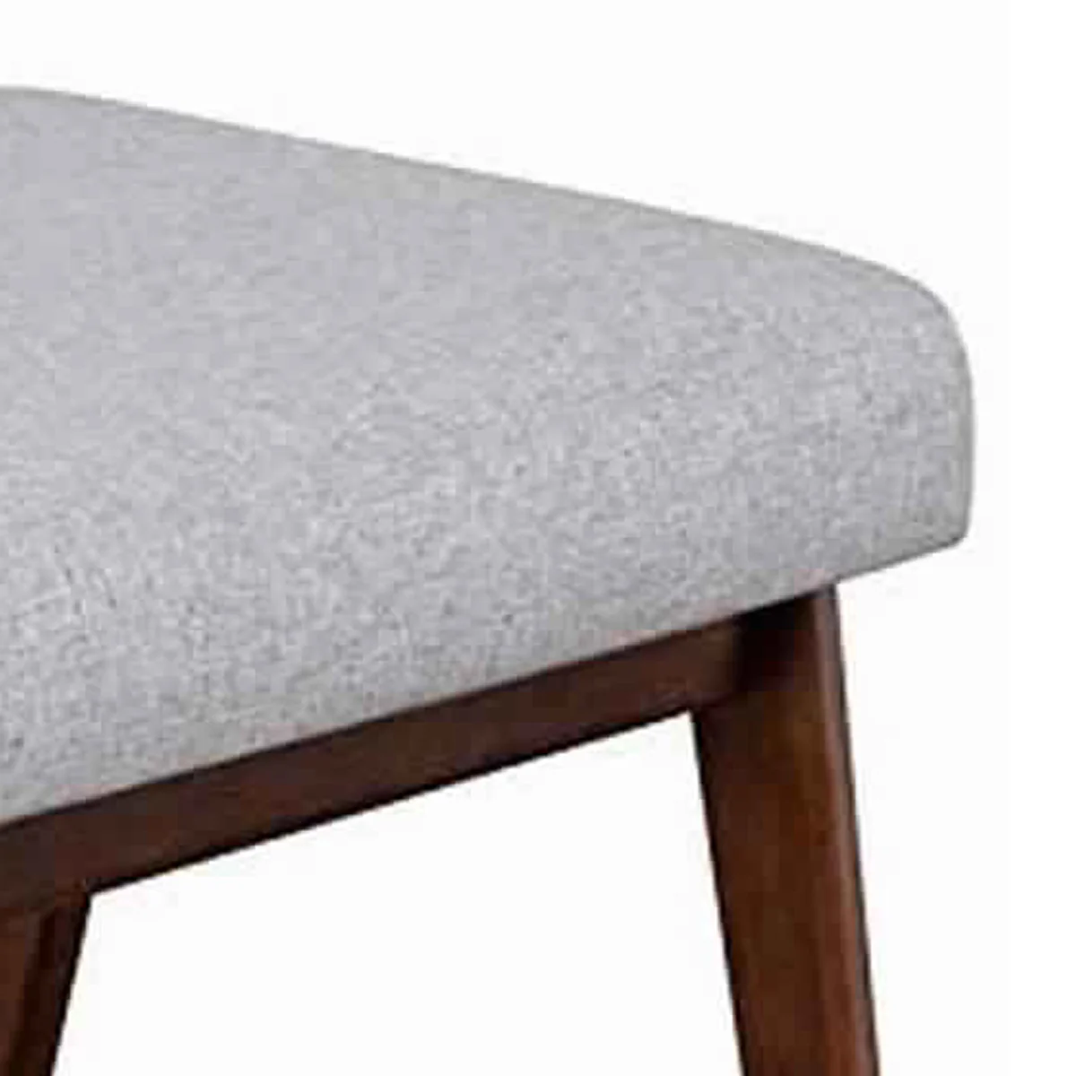 Wooden Footrest With Fabric Upholstered Padded Top, Gray And Brown By Benzara - Image 4