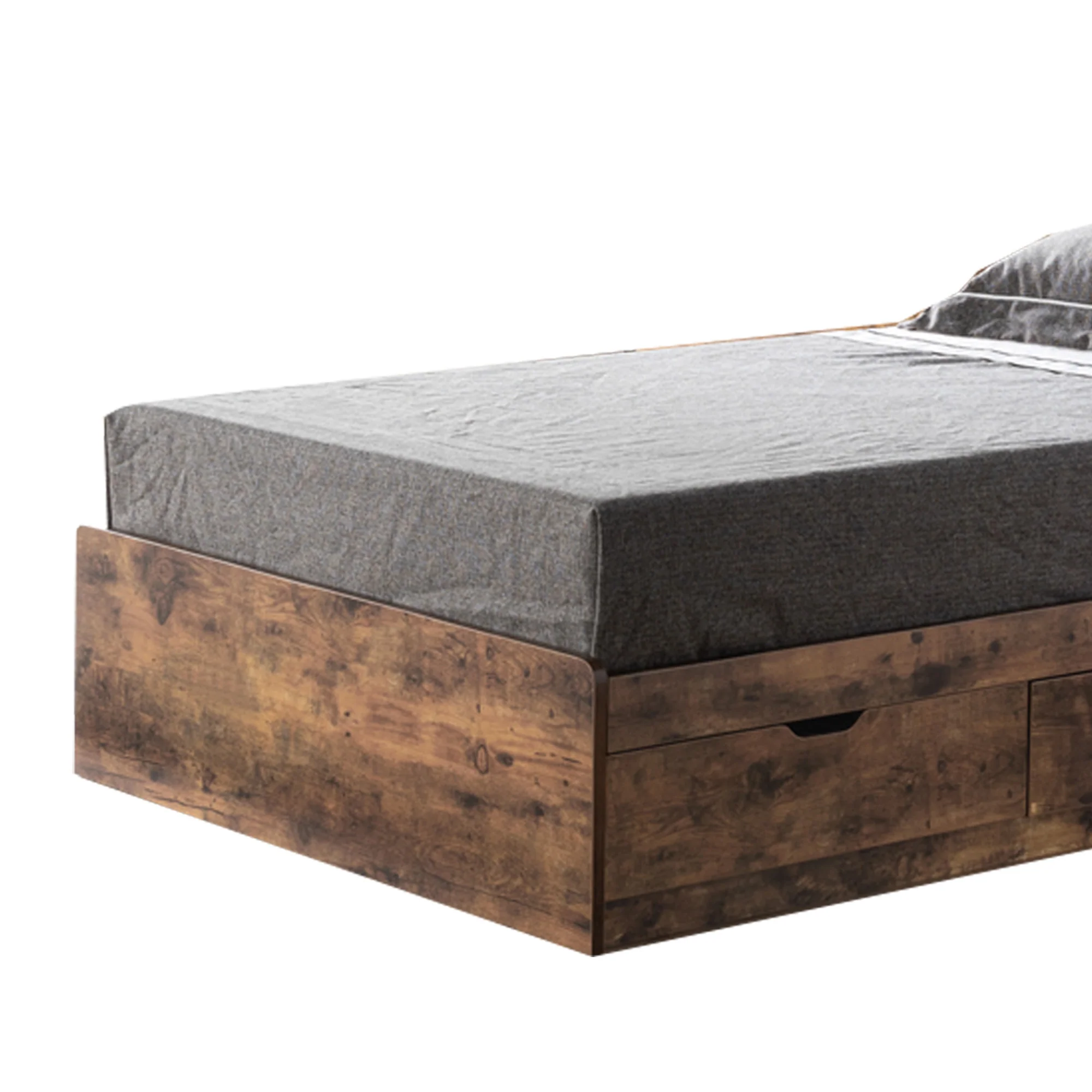 Wooden Frame 3 Drawers Twin Size Chest Bed, Distressed Brown By Benzara - Image 5