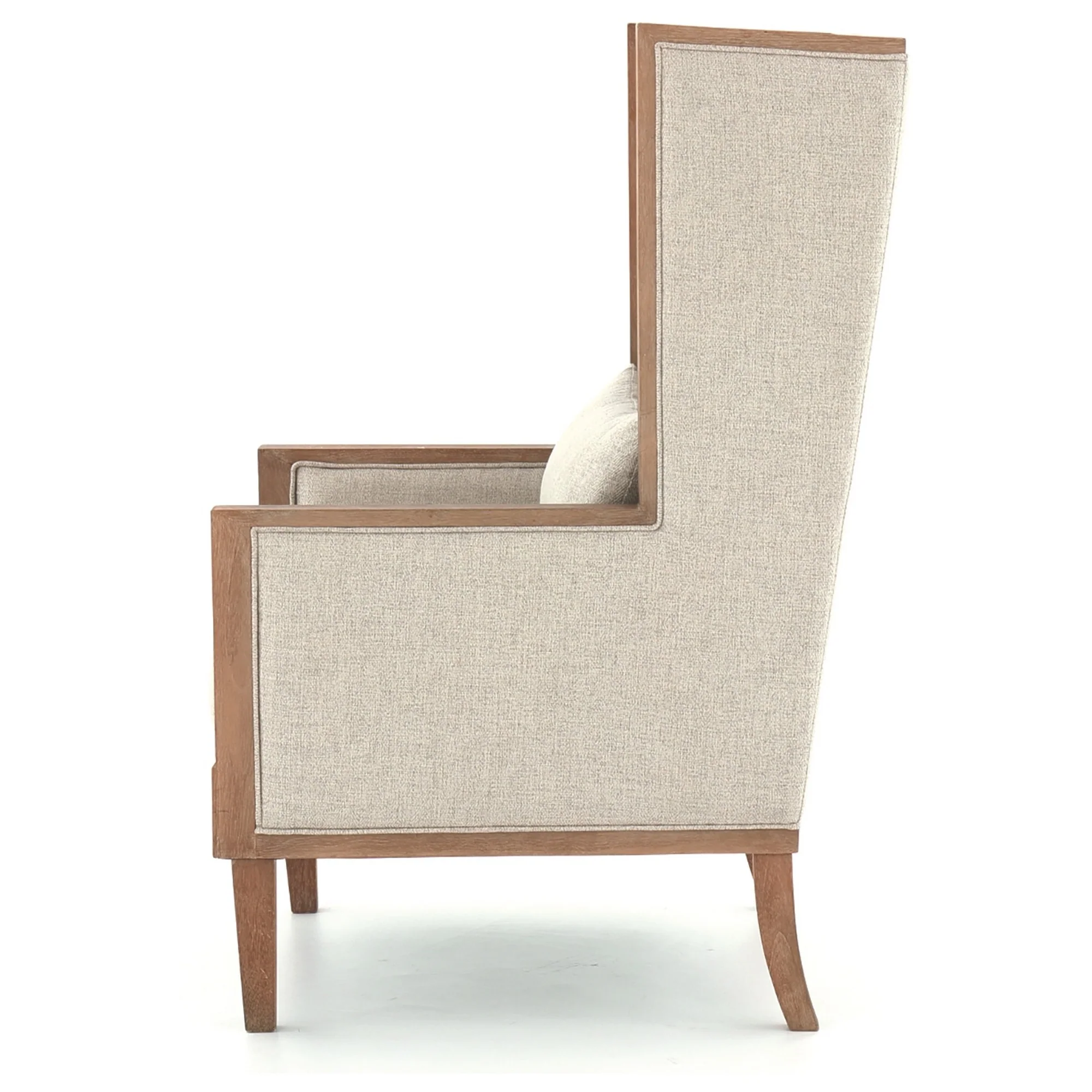 Wooden Frame Accent Chair With High Wingback And Track ArmsBeige And Brown By Benzara - Image 2