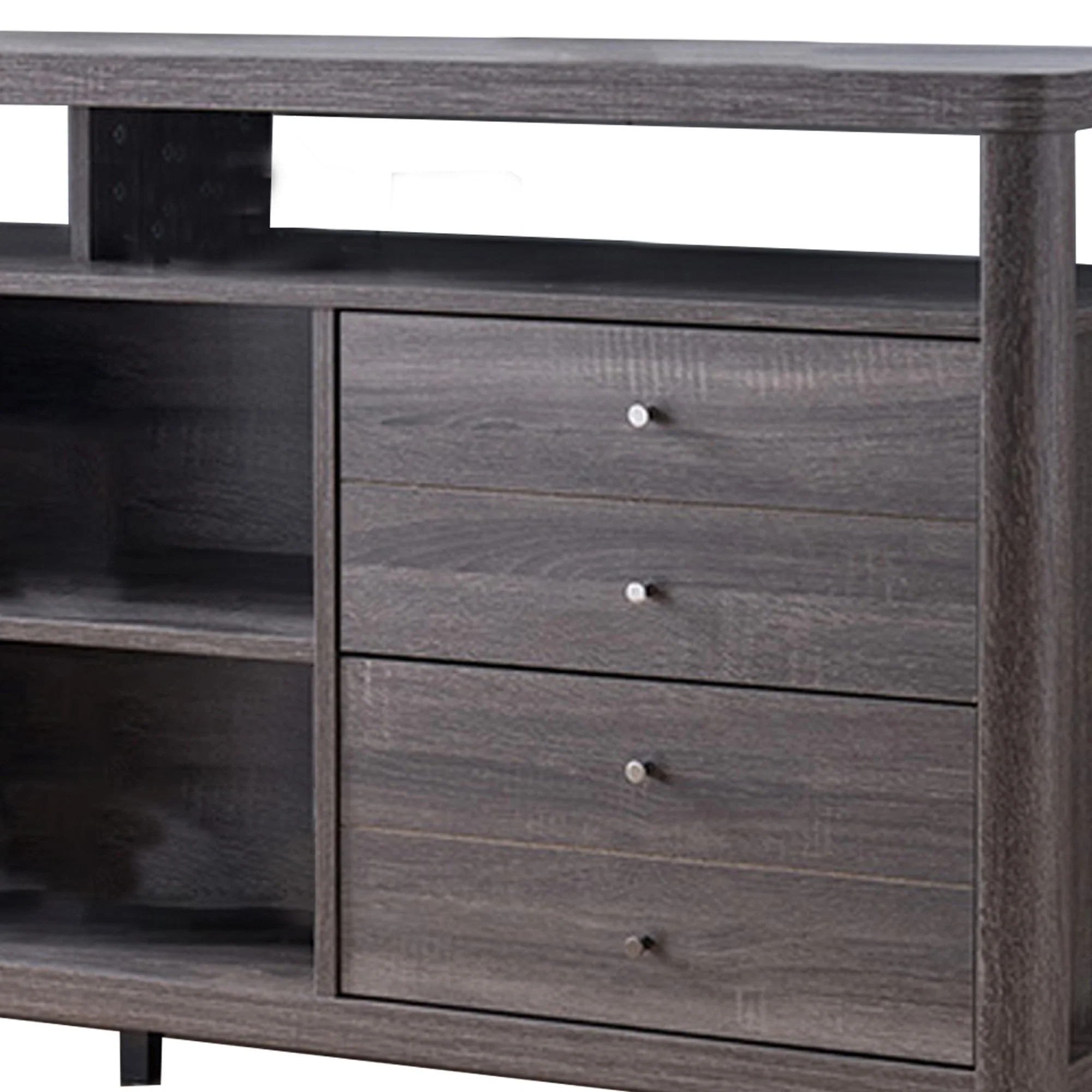 Wooden Frame Buffet With 4 Drawers And 4 Open Compartments, Gray By Benzara - Image 3