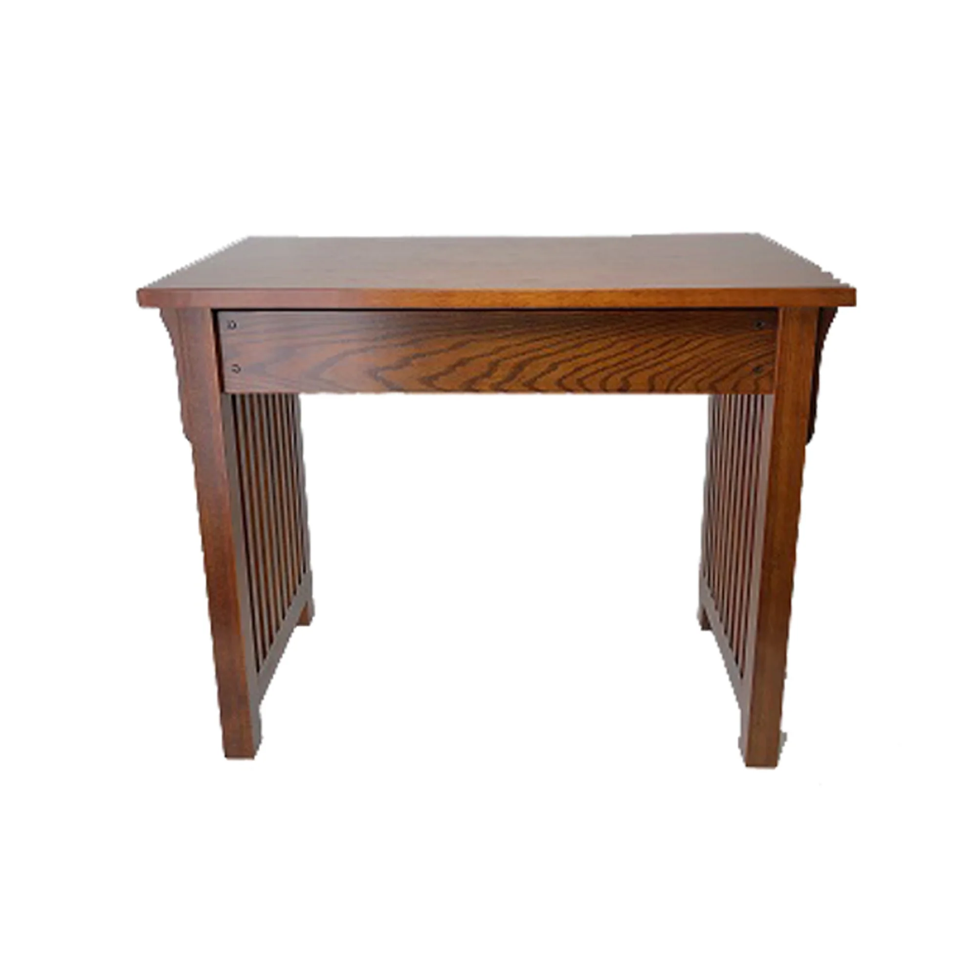 Wooden Frame Writing Desk With 1 Drawer And Slatted Sides, Brown By Benzara - Image 3