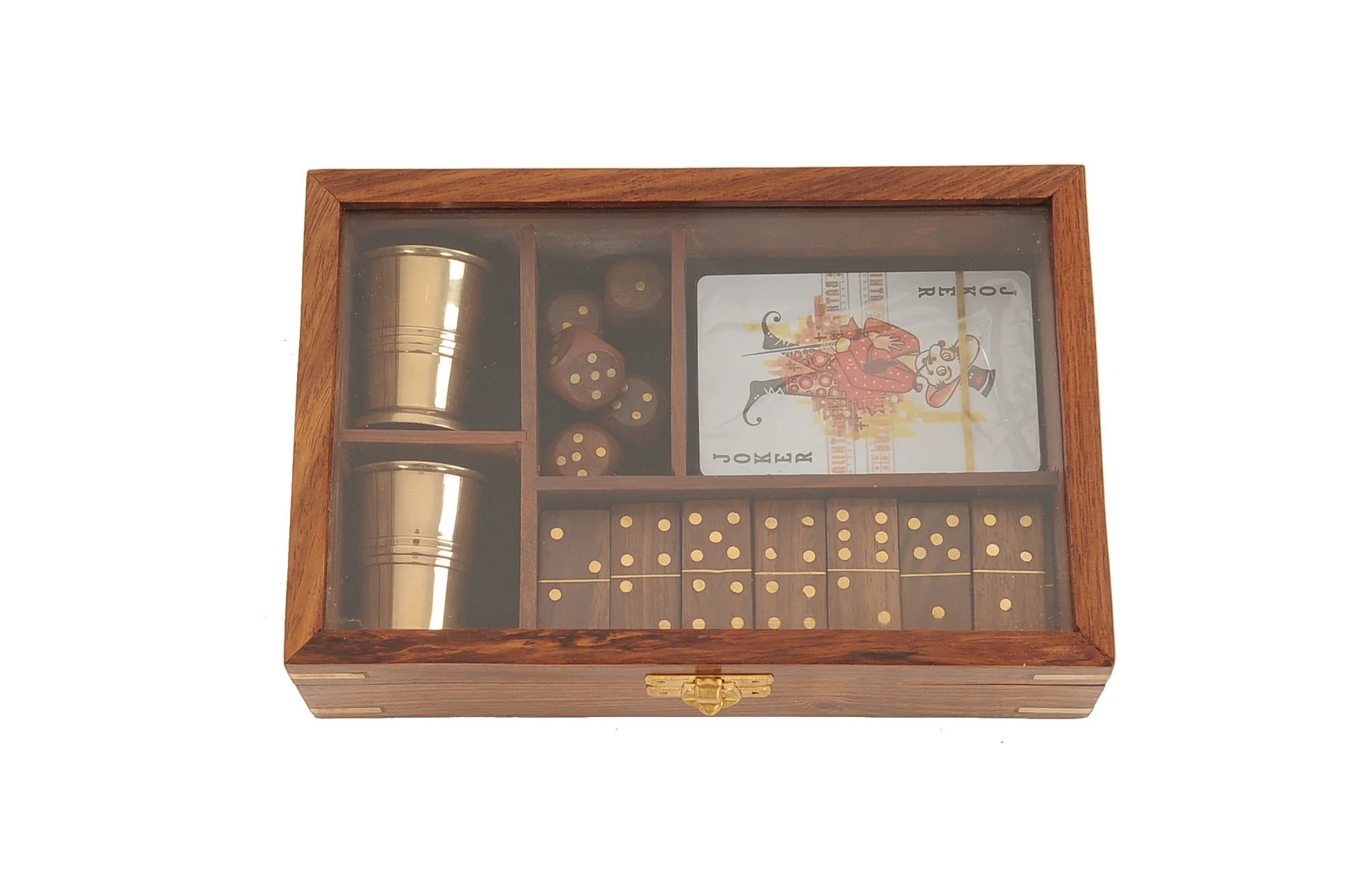 Wooden Game Set with Brass Goblet By Homeroots - Image 3
