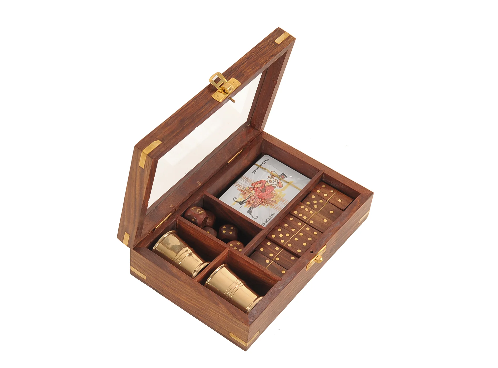 Wooden Game Set with Brass Goblet By Homeroots - Image 4