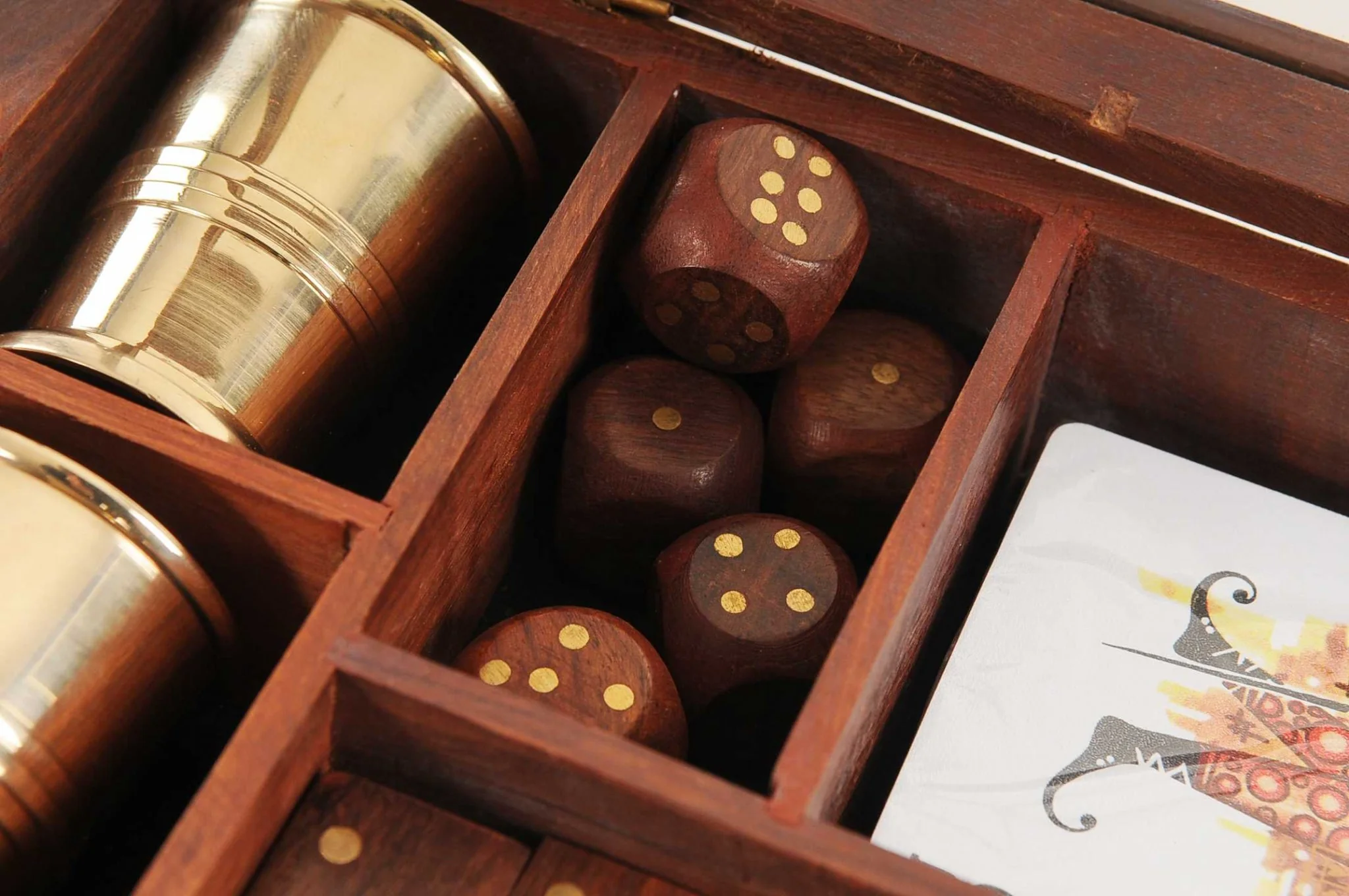 Wooden Game Set with Brass Goblet By Homeroots - Image 5