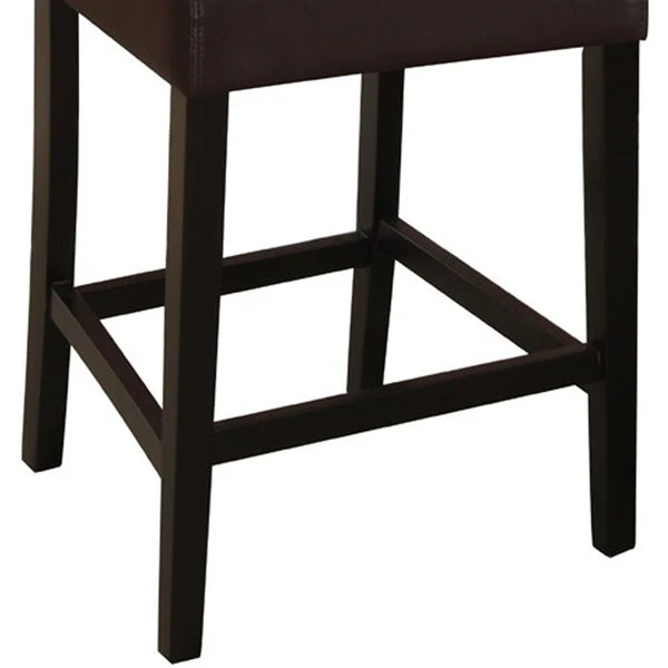 Wooden Height Chair With Button Tufted Back Set Of 2 Brown By Benzara - Image 3