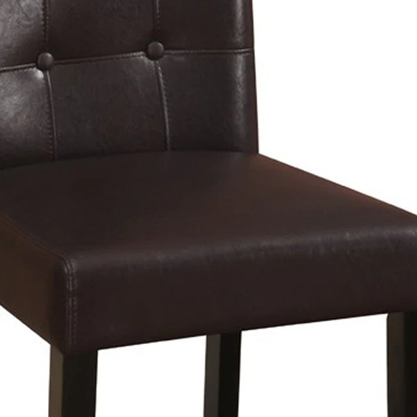 Wooden Height Chair With Button Tufted Back Set Of 2 Brown By Benzara - Image 4