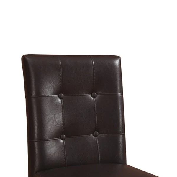 Wooden Height Chair With Button Tufted Back Set Of 2 Brown By Benzara - Image 5