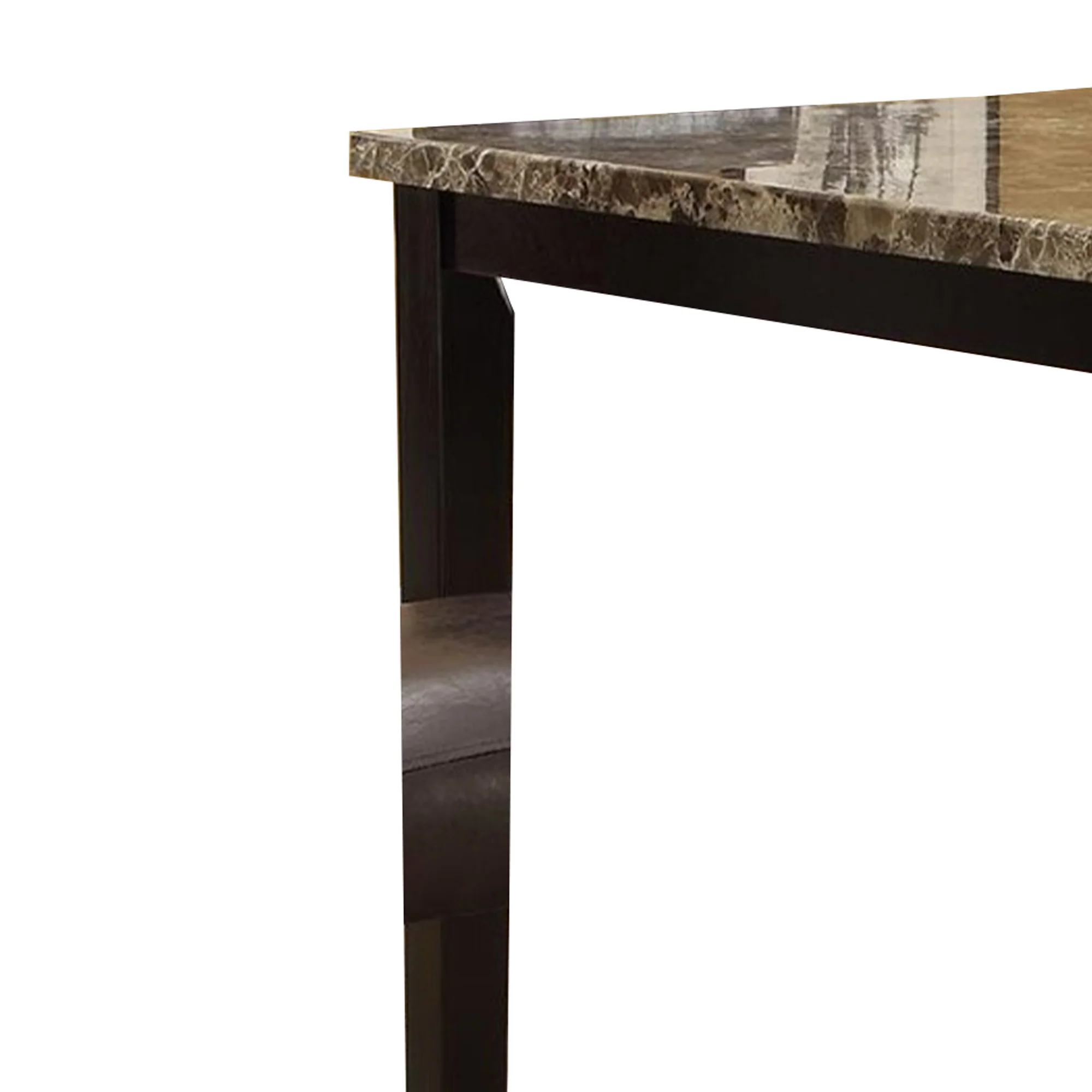 Wooden High Table Faux Marble Top, Brown By Benzara - Image 6