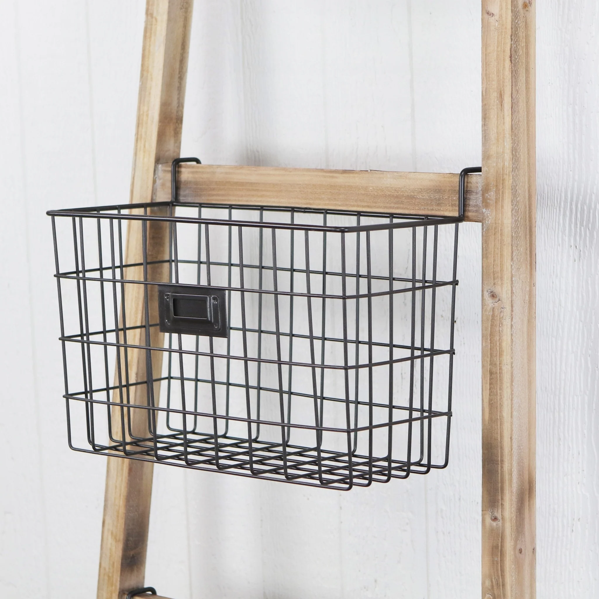 Wooden Ladder Storage Piece with 4 Baskets By Homeroots - Image 4