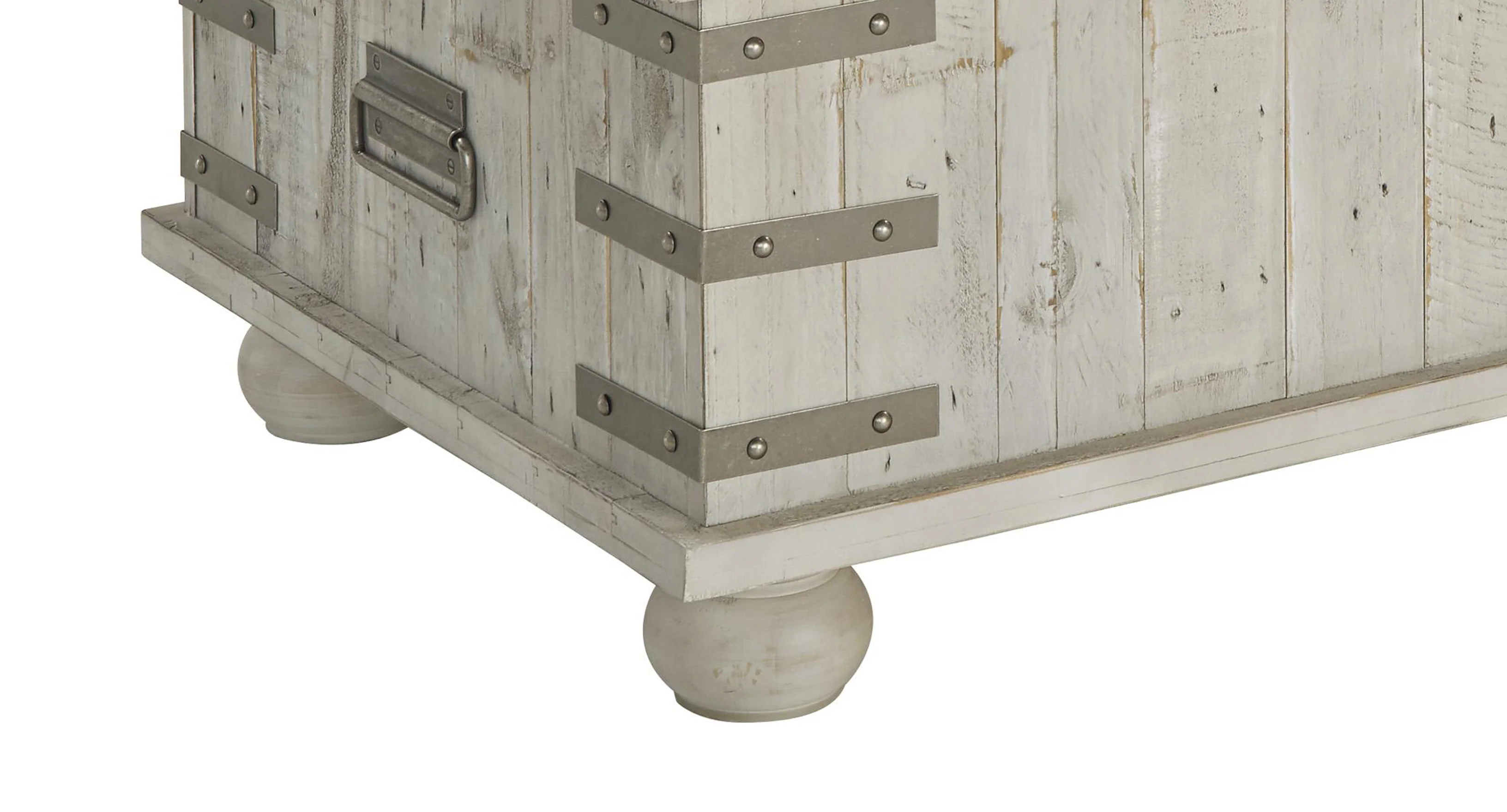 Wooden Lift Top Cocktail Table With Metal Handles And Bun Feet, White By Benzara - Image 3