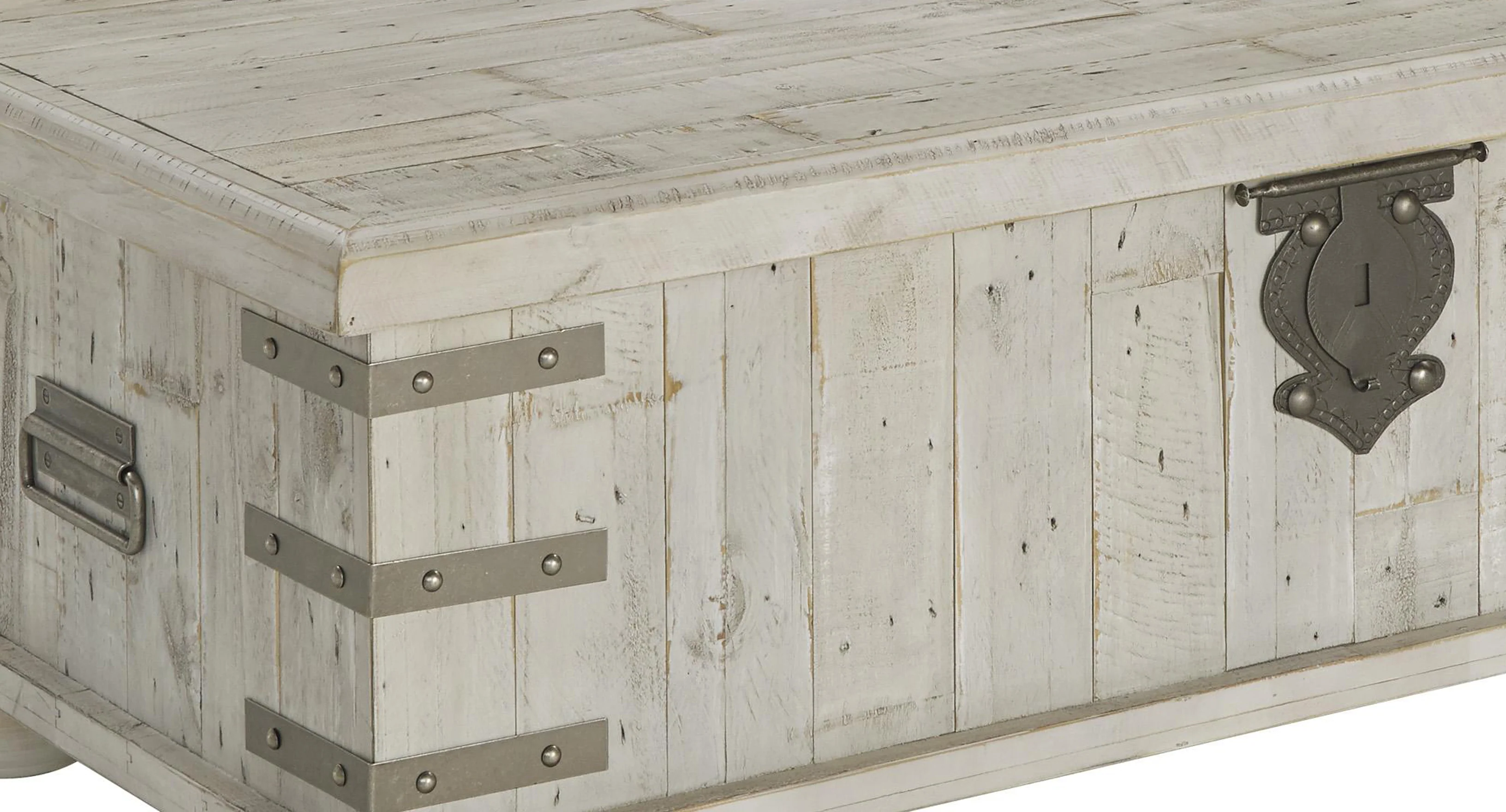 Wooden Lift Top Cocktail Table With Metal Handles And Bun Feet, White By Benzara - Image 4