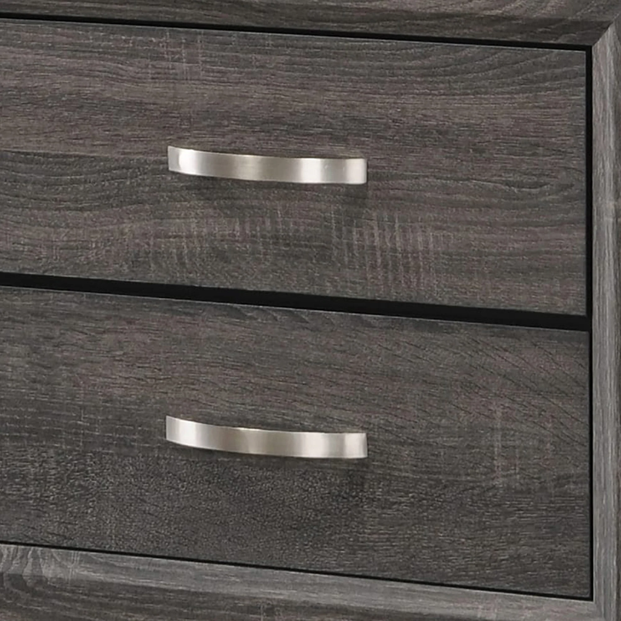 Wooden Nightstand With 2 Drawers And Chamfered Legs, Gray And Black By Benzara - Image 3