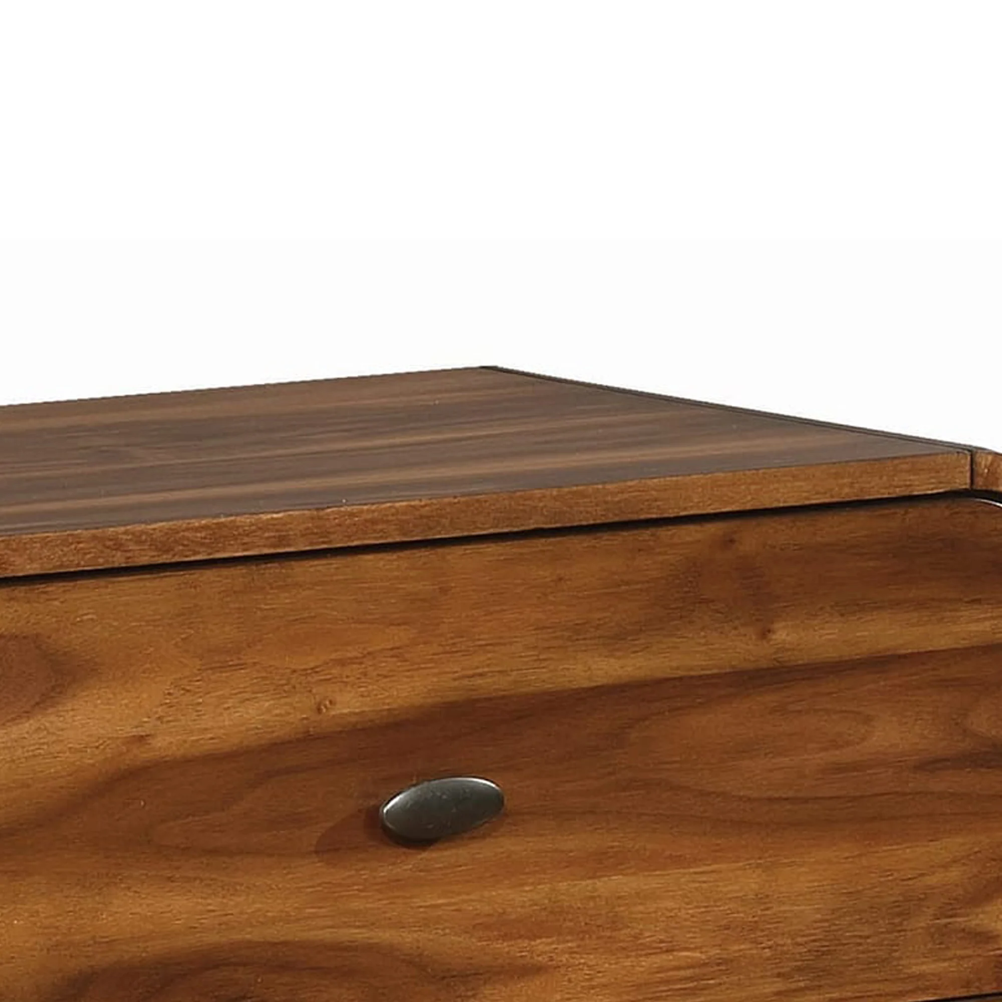 Wooden Nightstand with 2 Drawers, Dark Walnut Brown By Benzara - Image 3