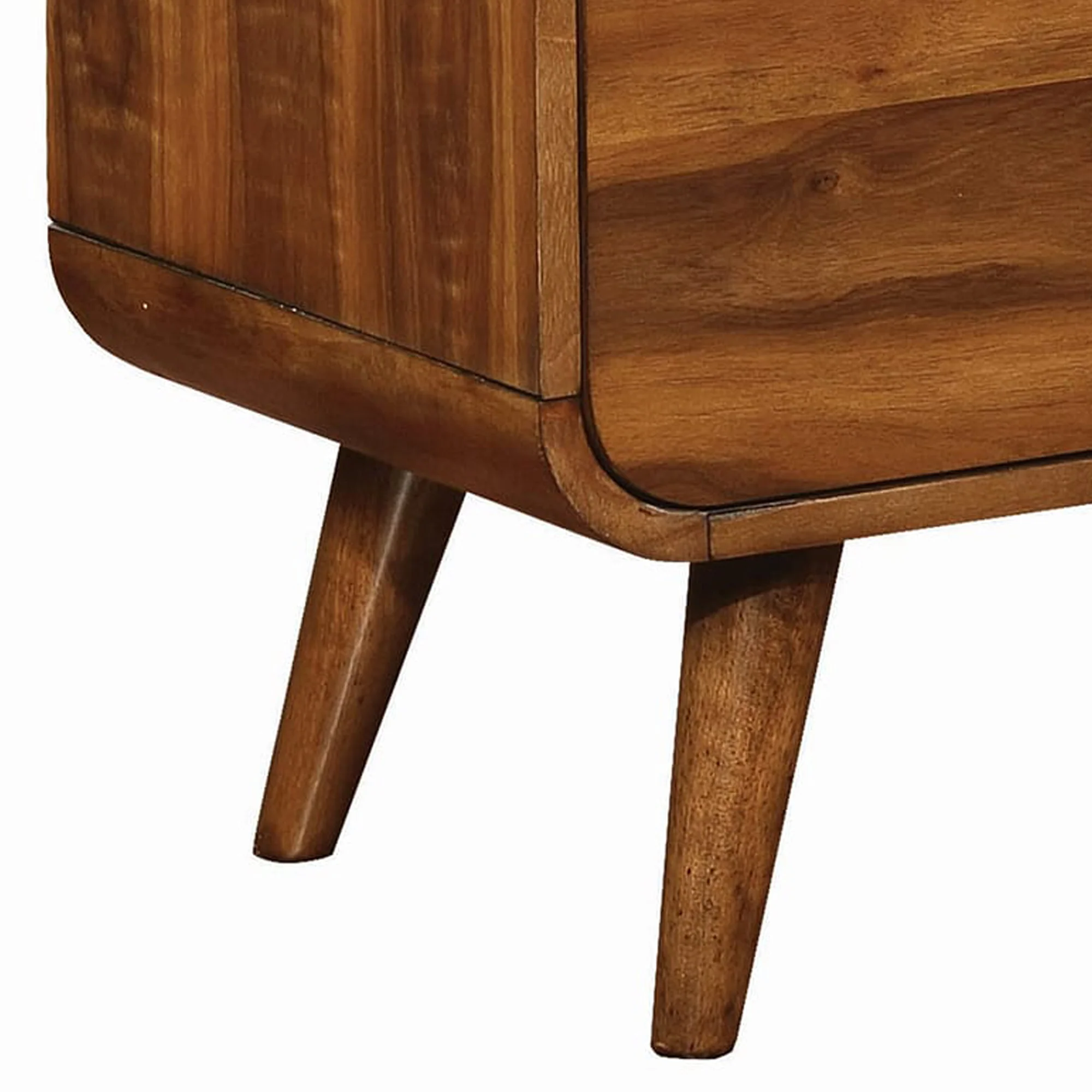 Wooden Nightstand with 2 Drawers, Dark Walnut Brown By Benzara - Image 4