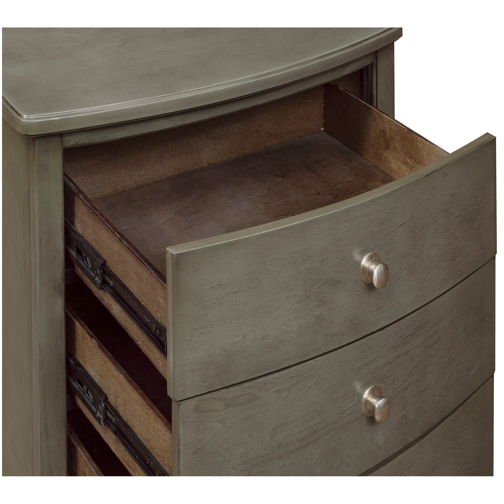 Wooden Nightstand With 3 Spacious Drawers And Knobs, Gray By Benzara - Image 3
