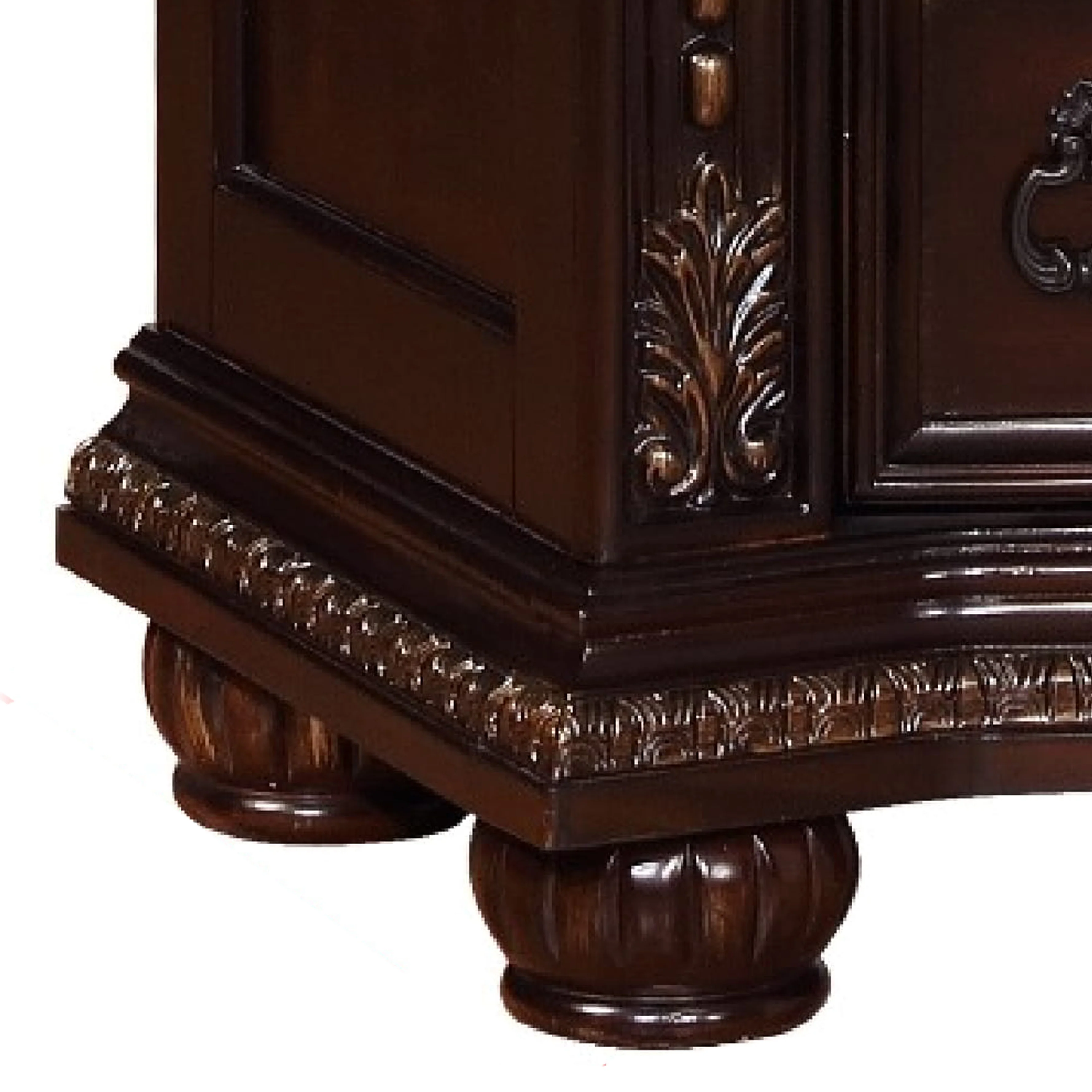 Wooden Nightstand With Three Spacious Drawers And Bun Feet, Brown By Benzara - Image 7