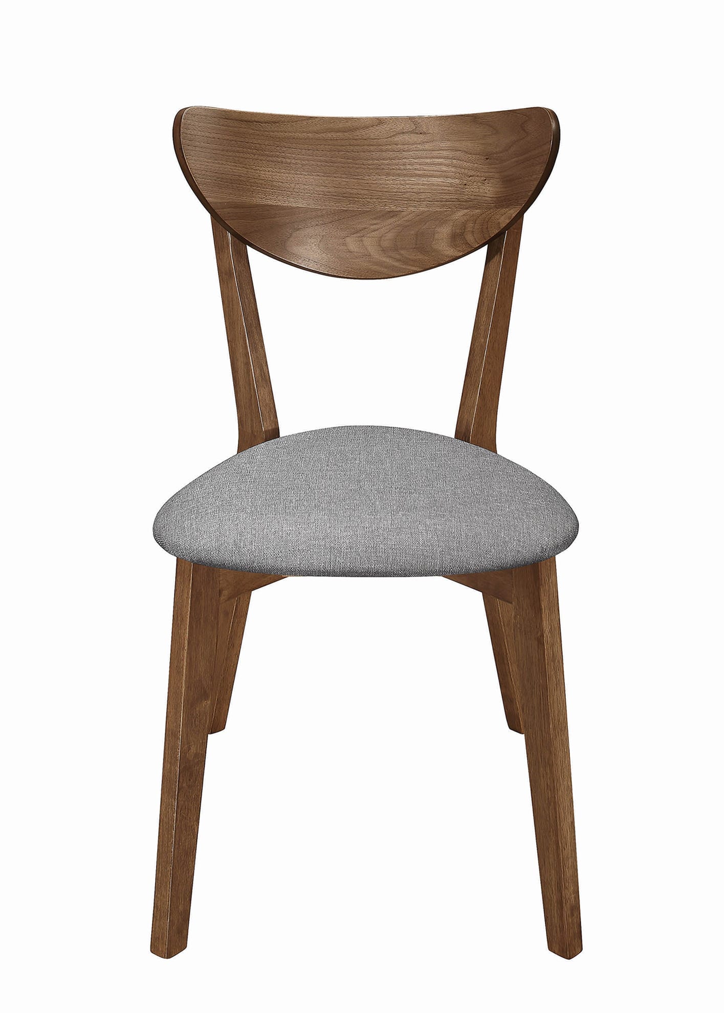 Wooden Plectrum Shape Padded Seat Dining Chair, Set of 2, Brown and Gray By Benzara - Image 2
