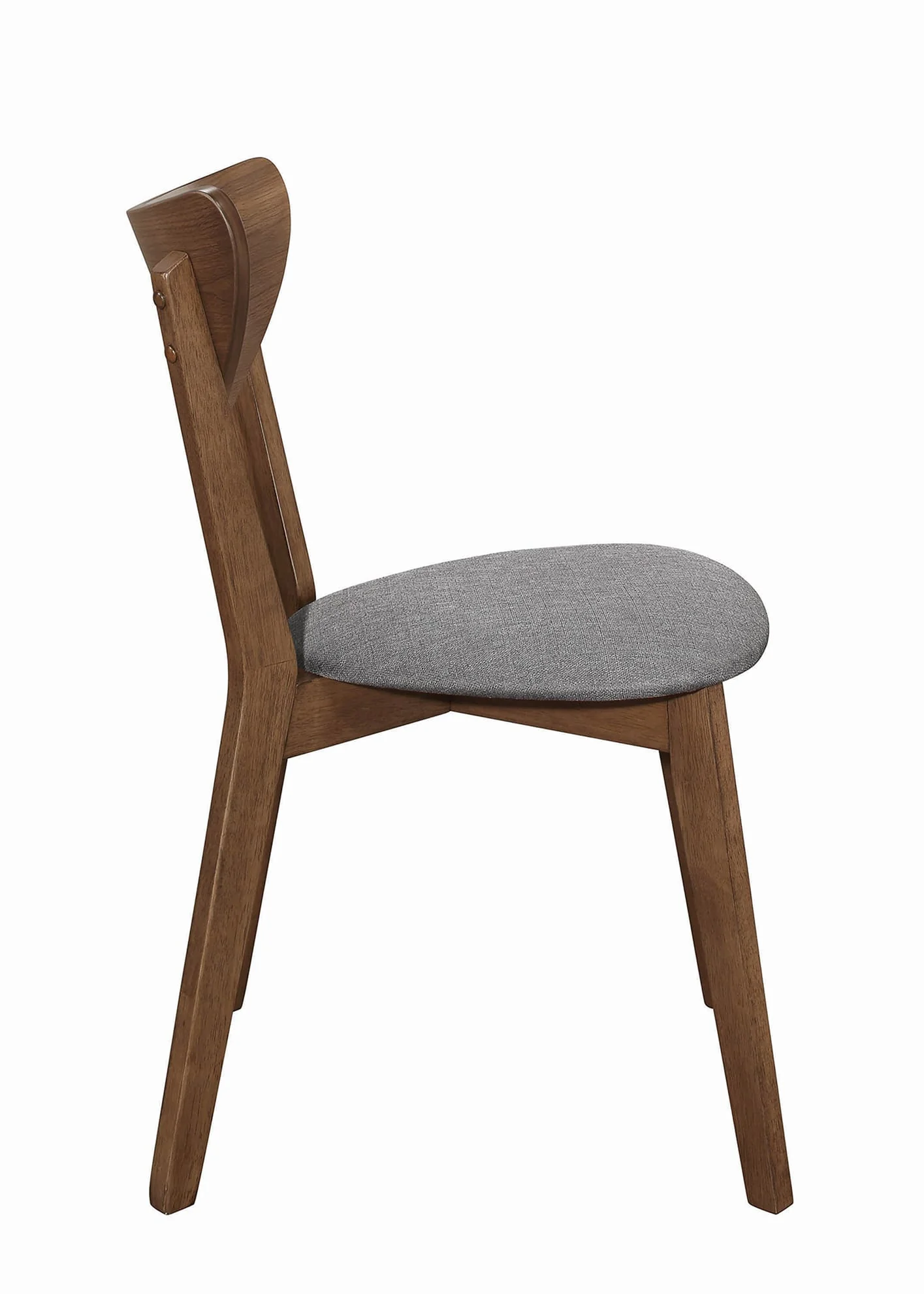 Wooden Plectrum Shape Padded Seat Dining Chair, Set of 2, Brown and Gray By Benzara - Image 3