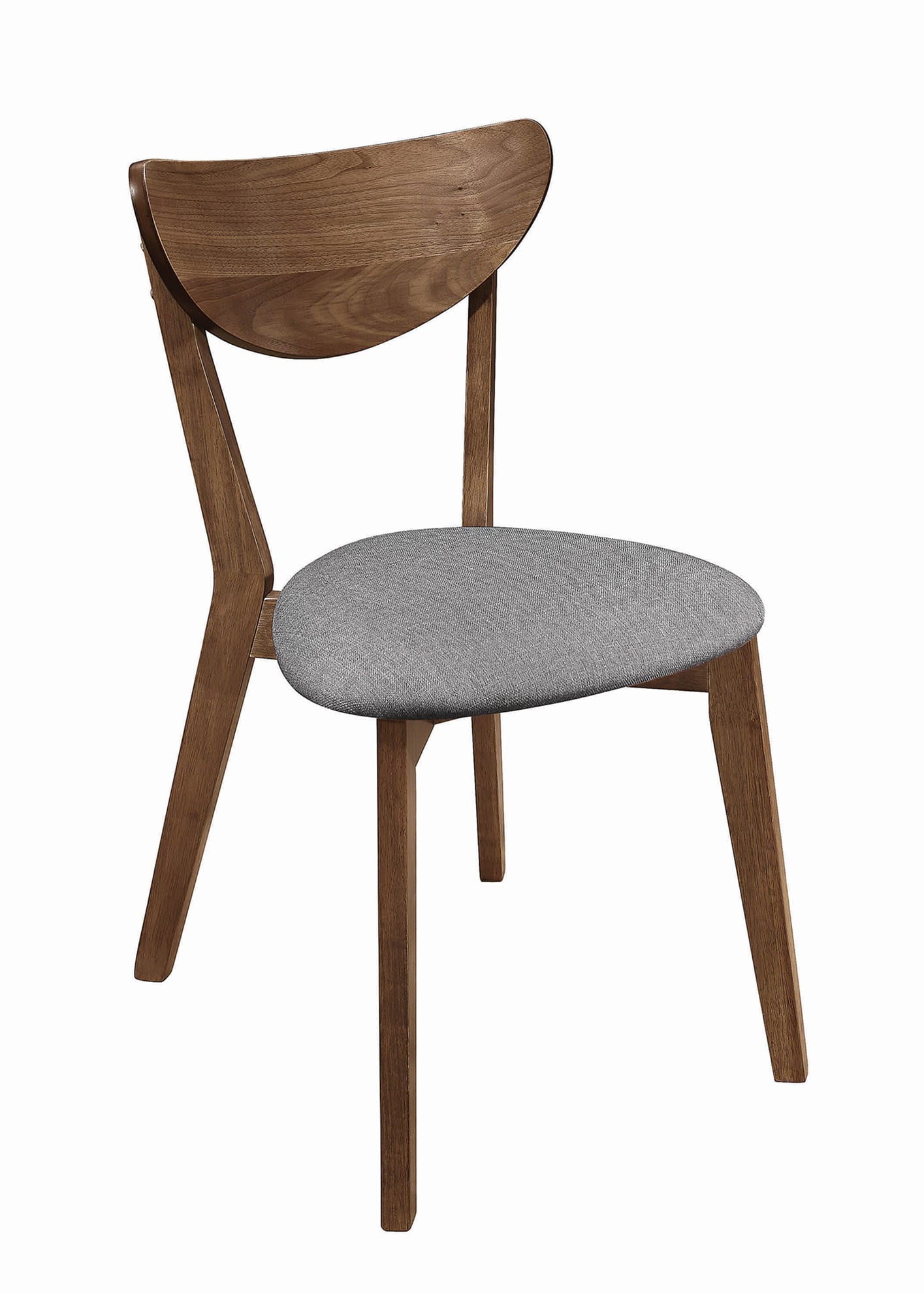 Wooden Plectrum Shape Padded Seat Dining Chair, Set of 2, Brown and Gray By Benzara - Image 4