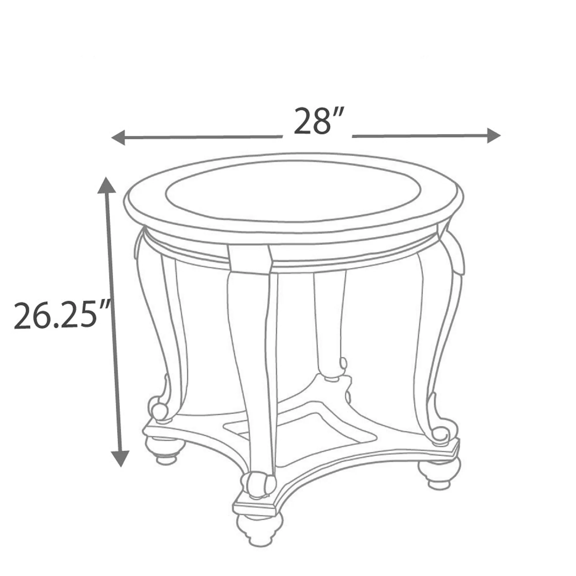 Wooden Round End Table with Cabriole Legs and Glass Top, Brown By Benzara - Image 2