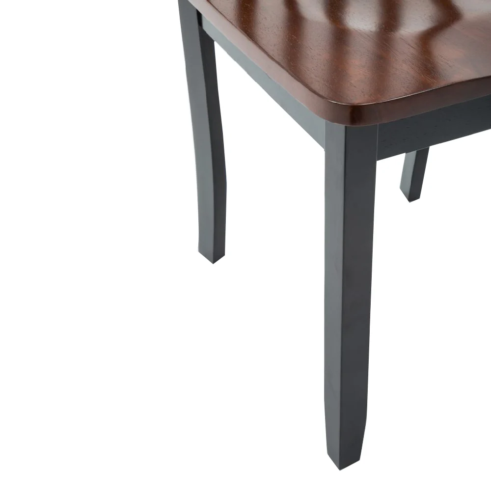 Wooden Seat Dining Chair With Slatted Backrest, Set Of 2, Brown And Black By Benzara - Image 3