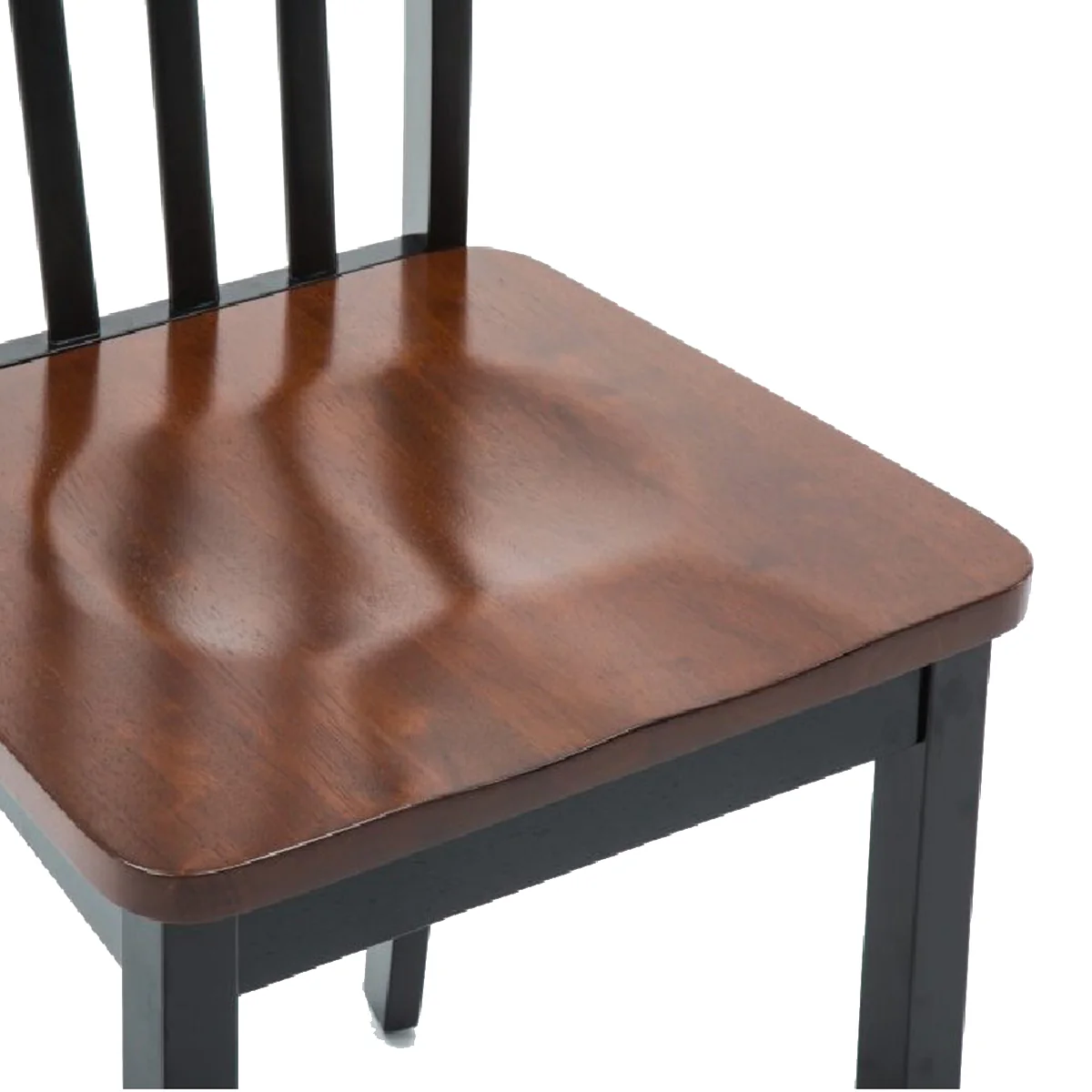 Wooden Seat Dining Chair With Slatted Backrest, Set Of 2, Brown And Black By Benzara - Image 4