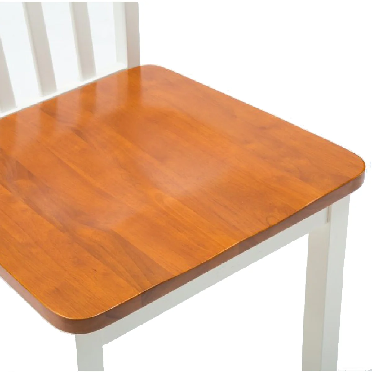 Wooden Seat Dining Chair With Slatted Backrest, Set Of 2, Brown And White By Benzara - Image 3