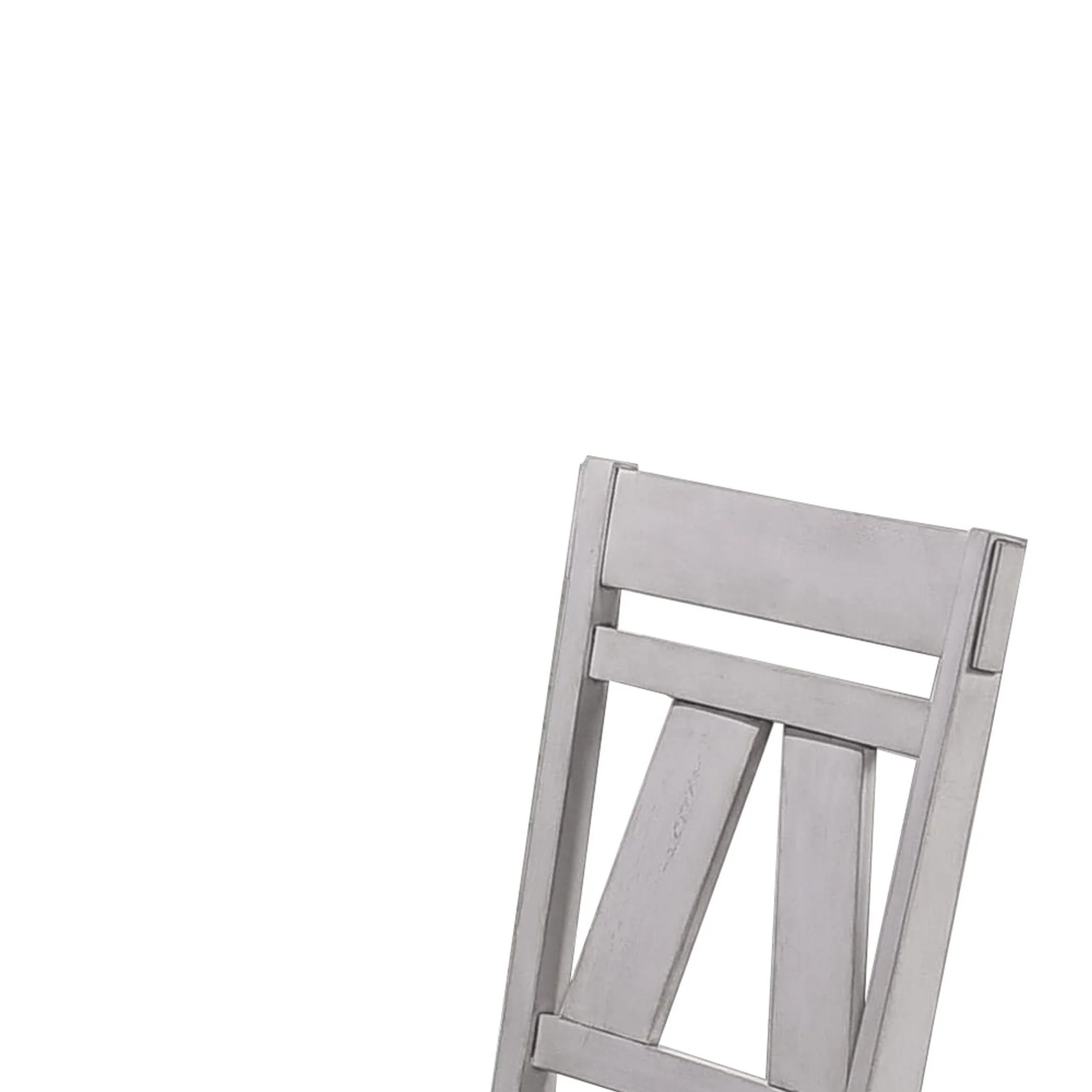 Wooden Side Chair With Fabric Upholstered Seat, Set Of 2, White And Gray By Benzara - Image 2