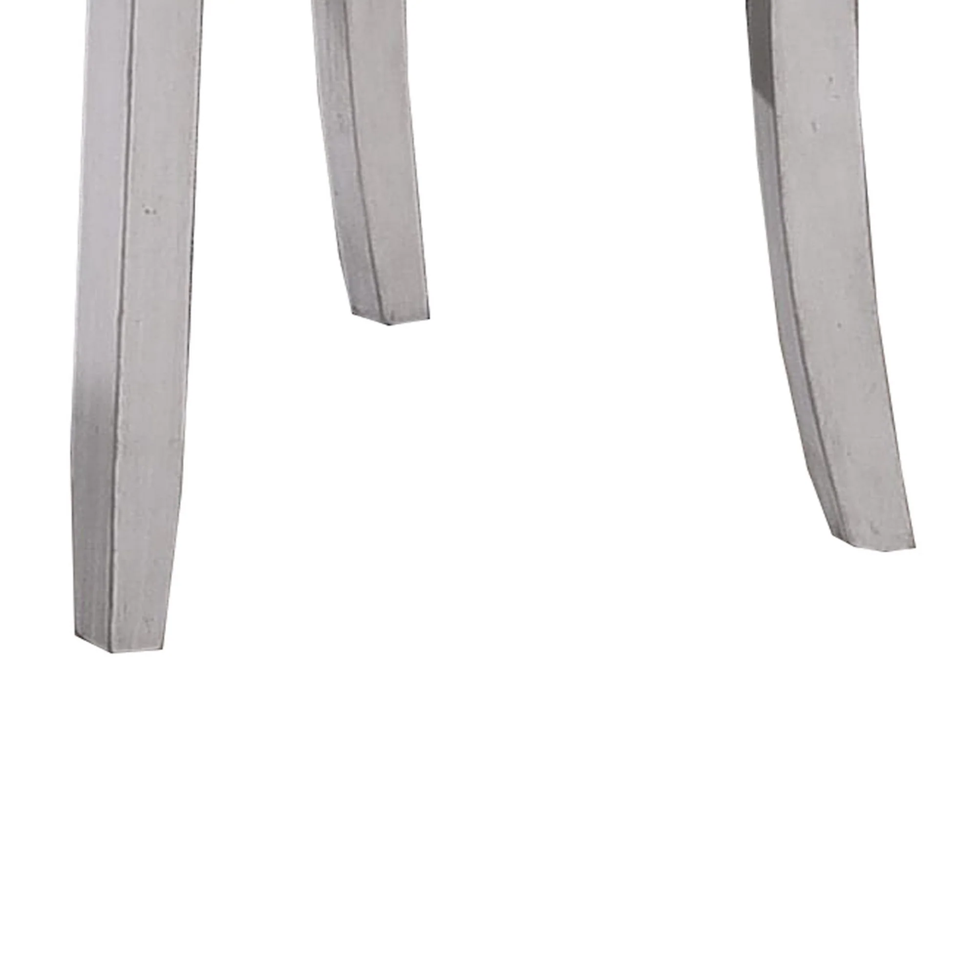 Wooden Side Chair With Fabric Upholstered Seat, Set Of 2, White And Gray By Benzara - Image 4