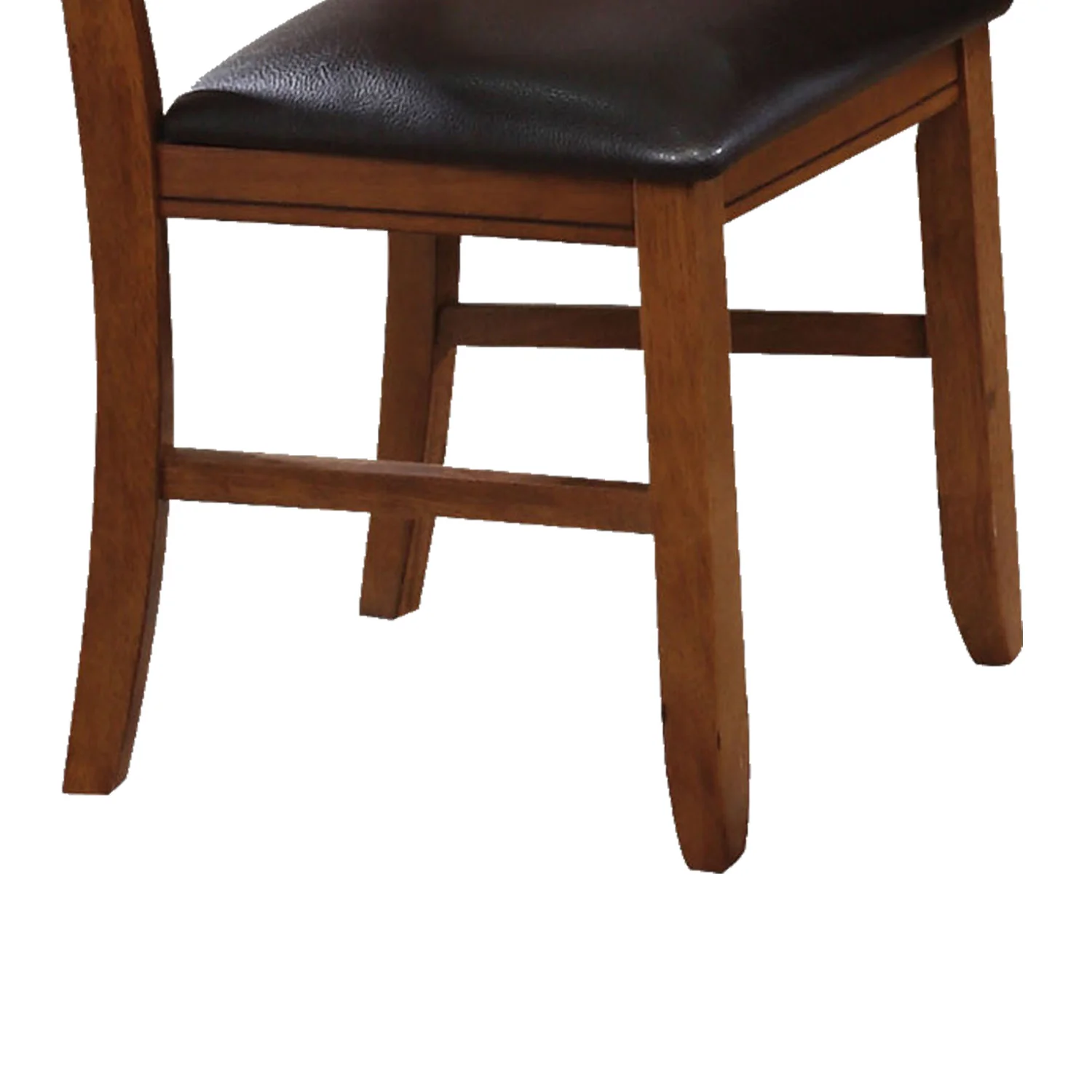Wooden Side Chair With Faux Leather Padded Seat And X Cross Backrest, Brown, Set Of Two By Benzara - Image 4