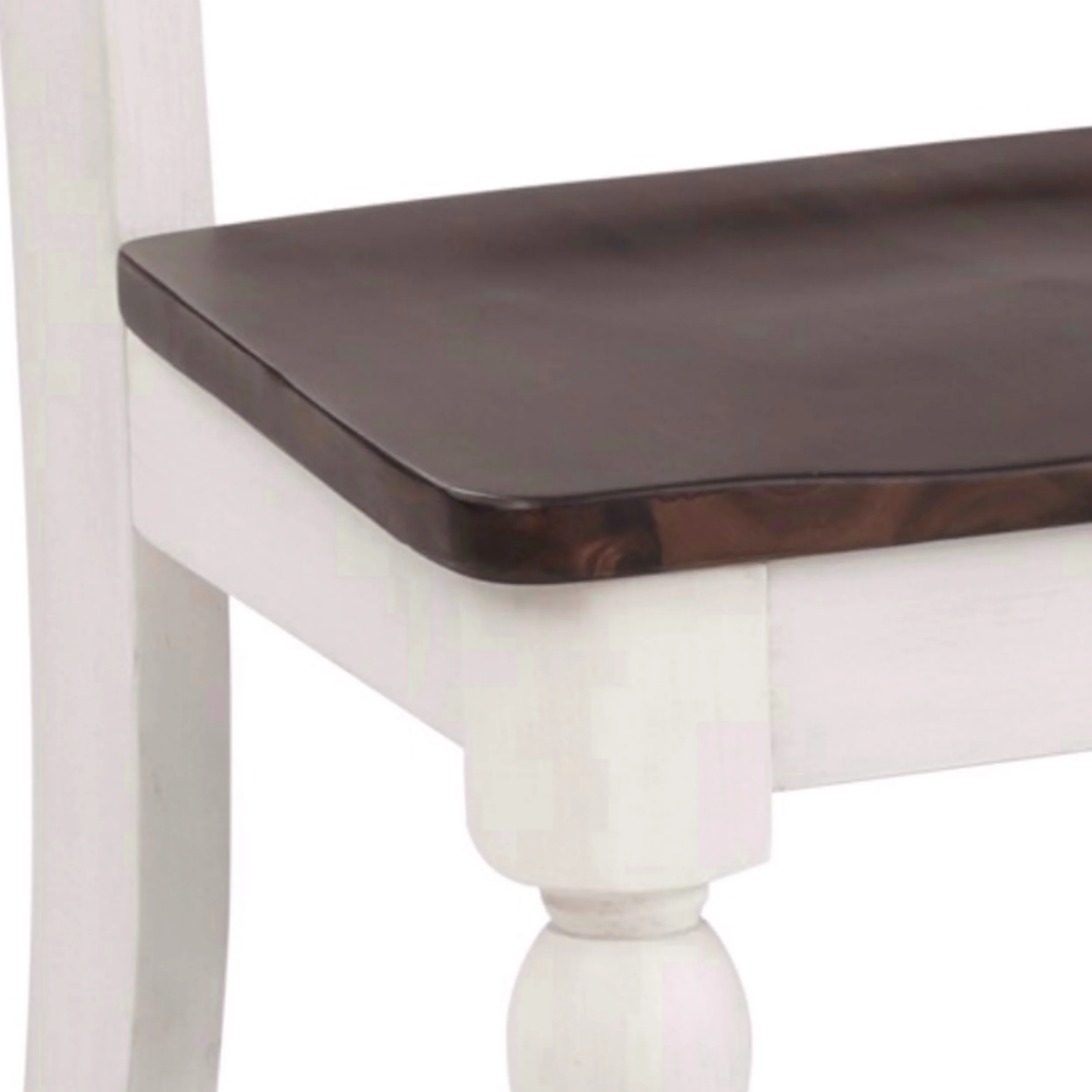 Wooden Side Chair With Ladder Back Set Of 2 White And Brown By Benzara - Image 3