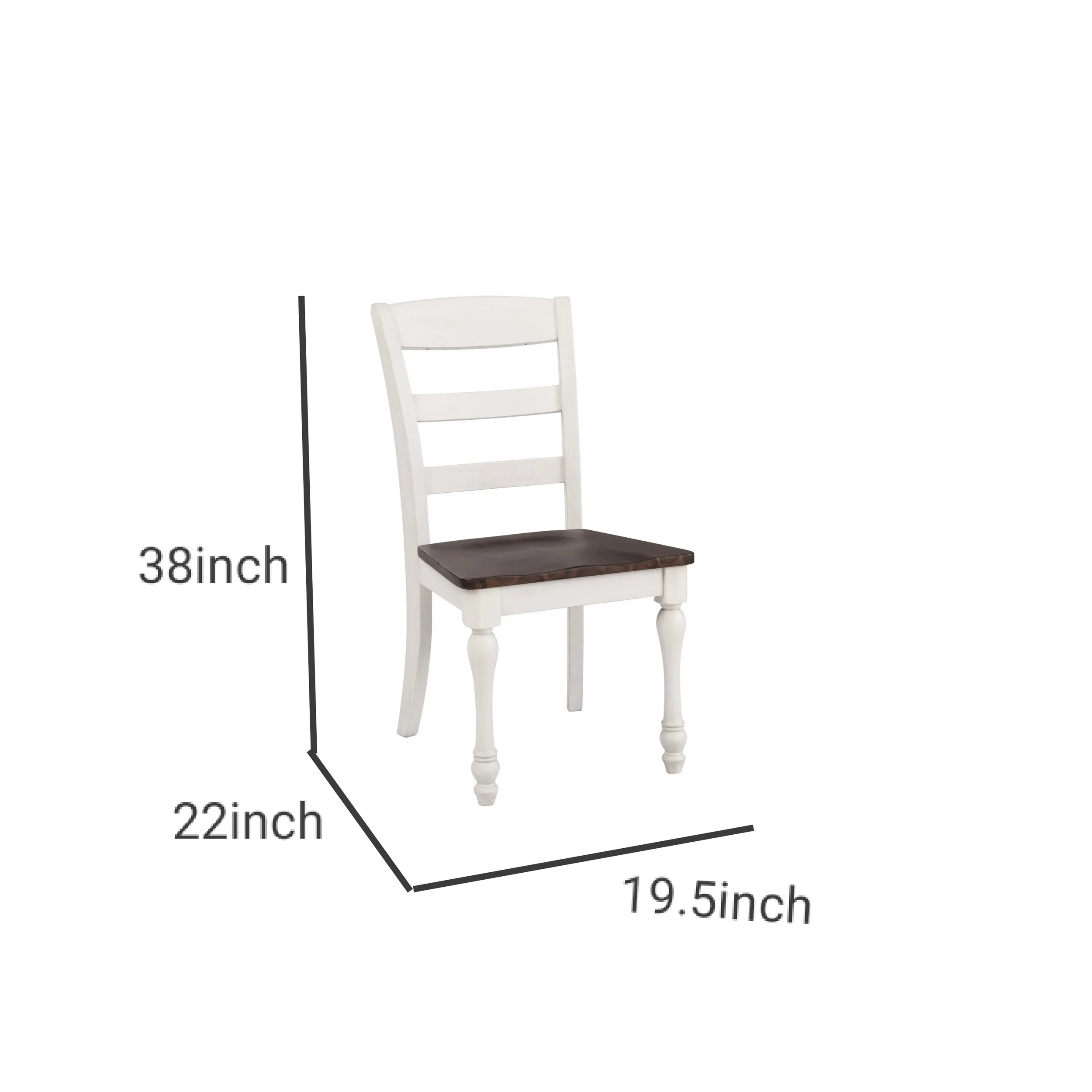 Wooden Side Chair With Ladder Back Set Of 2 White And Brown By Benzara - Image 5