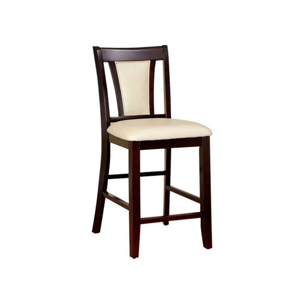 Wooden Side Chair With Padded Ivory Seat & Back, Pack Of 2, Cherry Brown By Benzara - Image 3