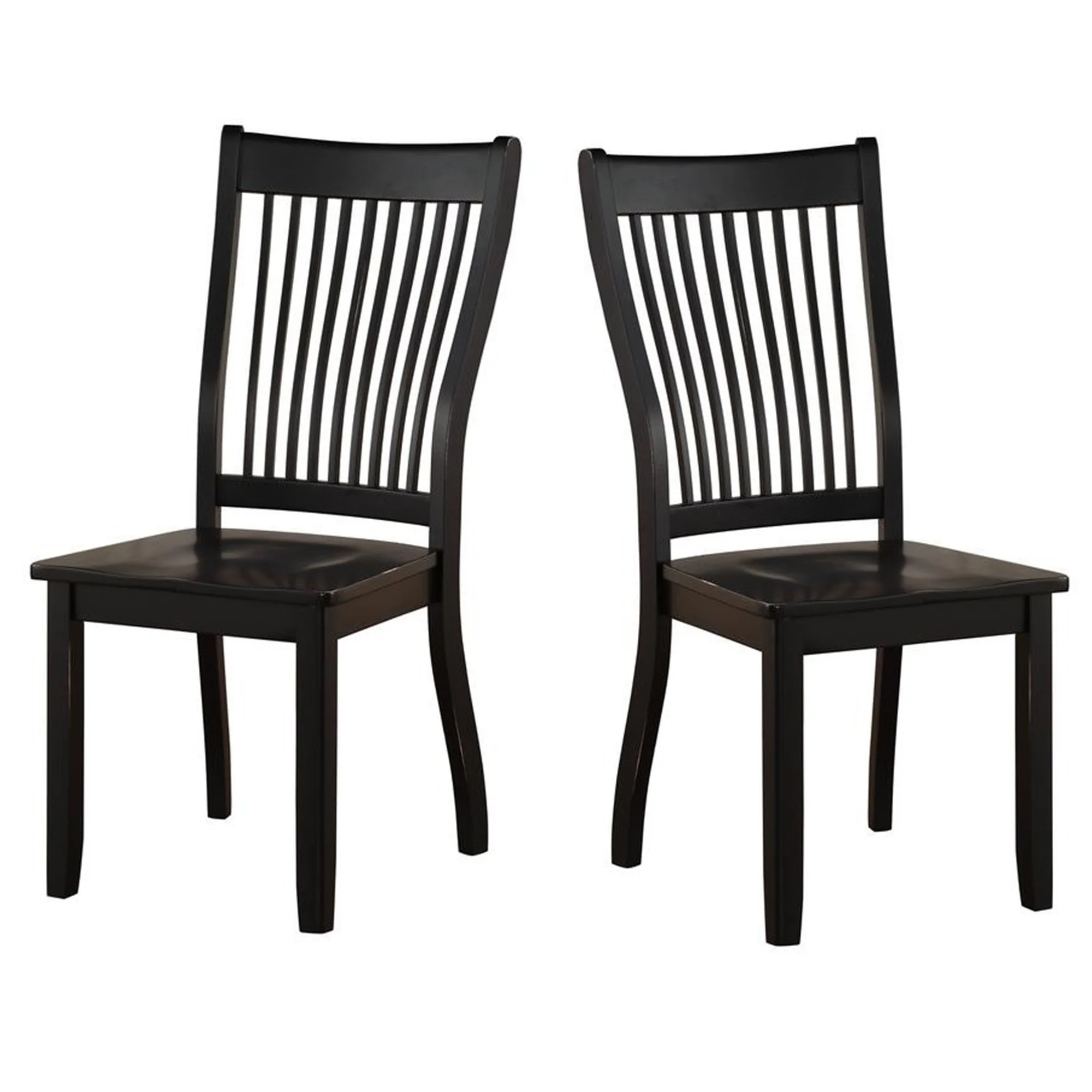 Wooden Side Chair with Slatted Backrest, Set of 2, Black By Benzara - Image 2