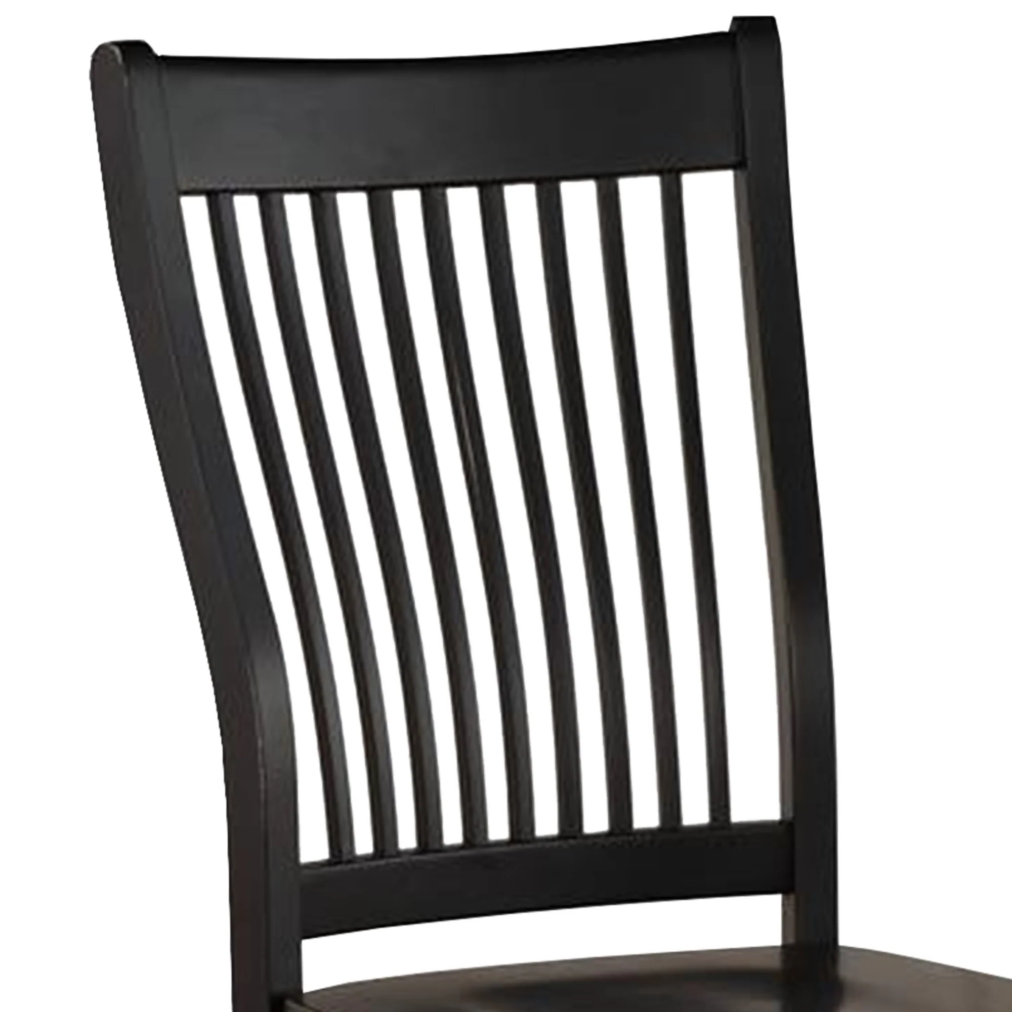 Wooden Side Chair with Slatted Backrest, Set of 2, Black By Benzara - Image 3