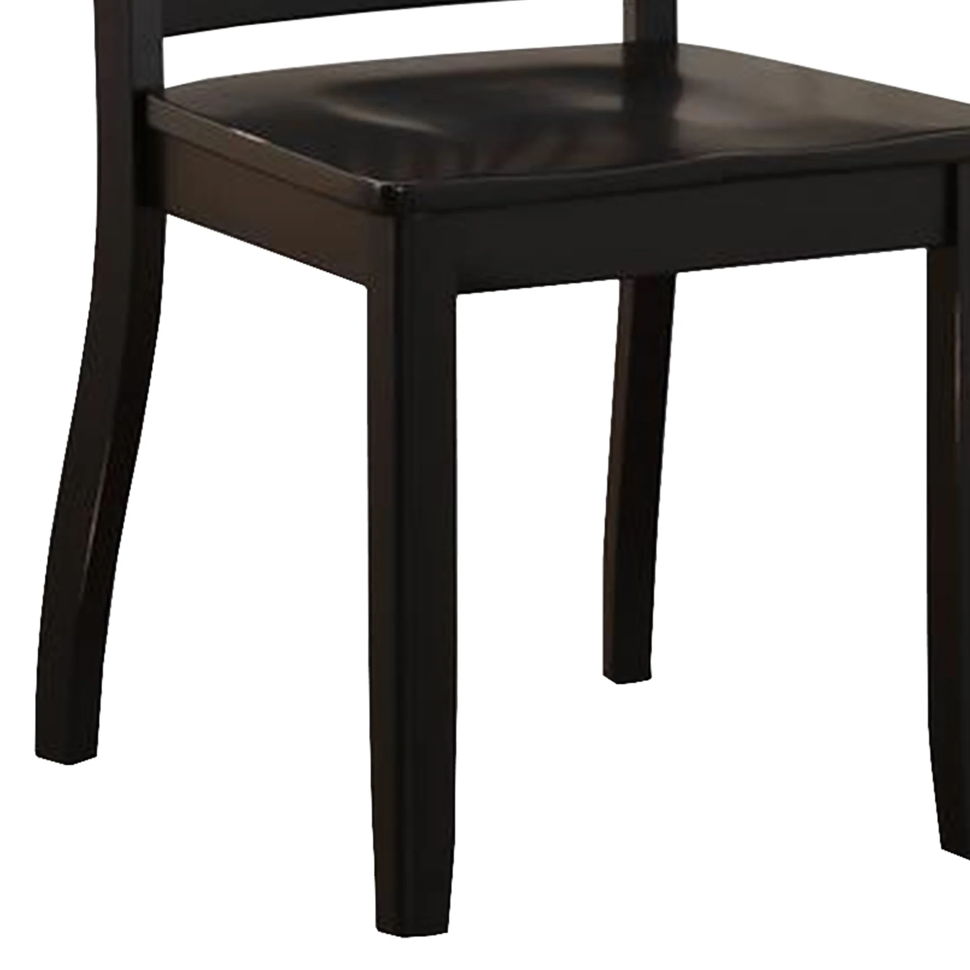 Wooden Side Chair with Slatted Backrest, Set of 2, Black By Benzara - Image 4