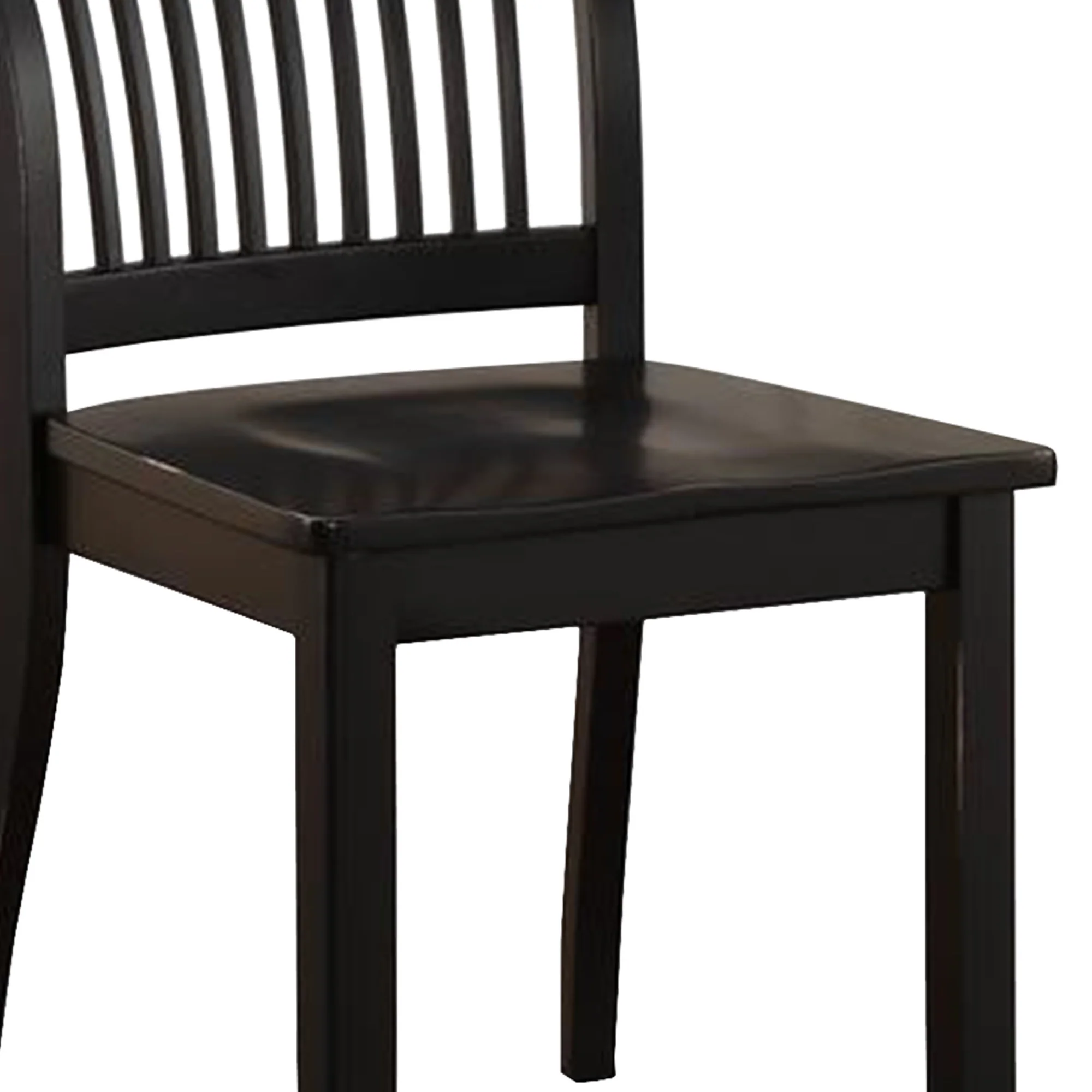 Wooden Side Chair with Slatted Backrest, Set of 2, Black By Benzara - Image 5