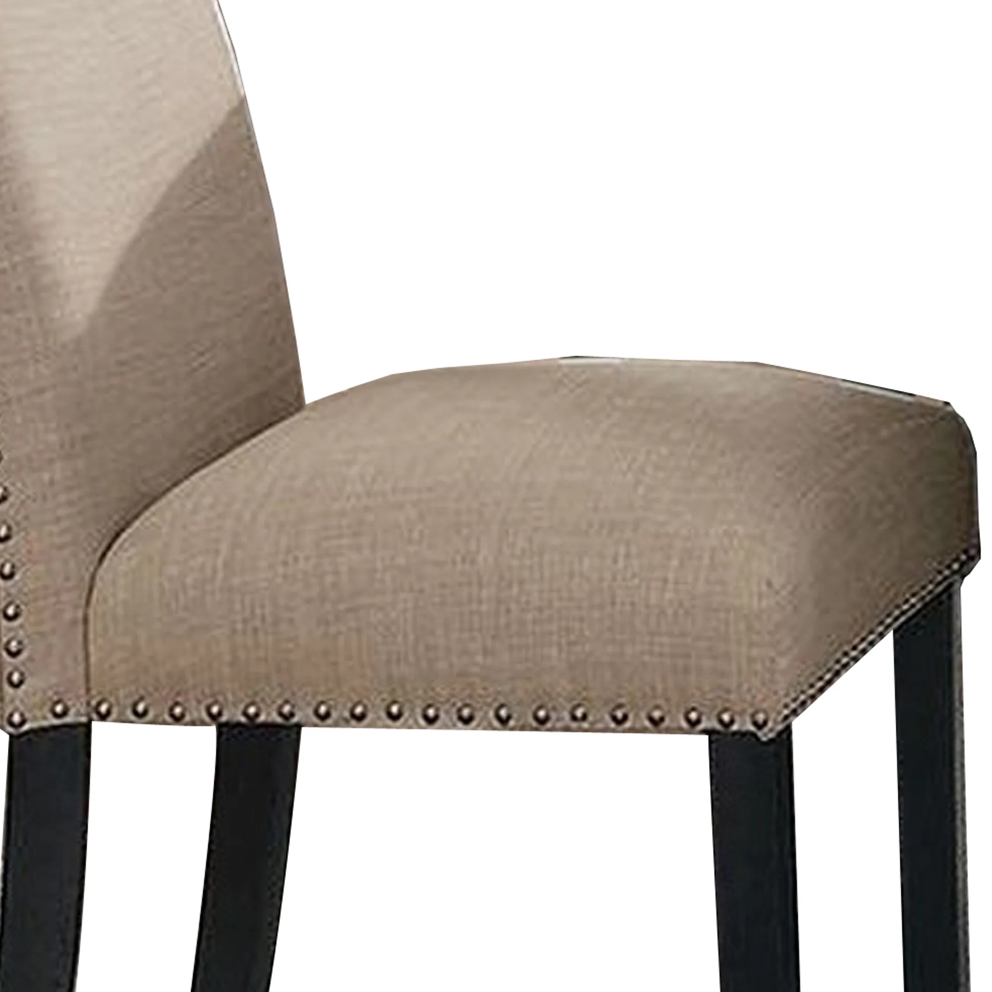 Wooden Side Chairs With Nailhead Trims Set Of 2 Beige And Black By Benzara - Image 2