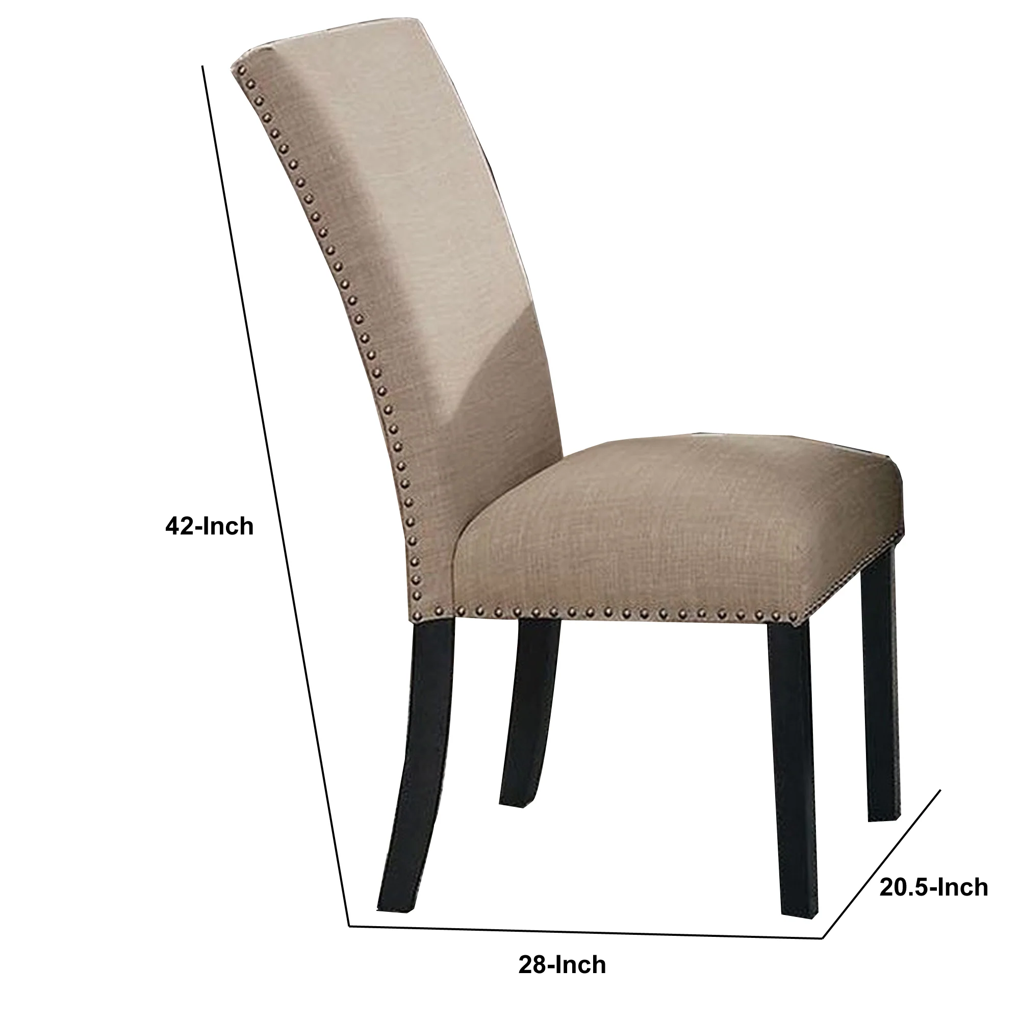 Wooden Side Chairs With Nailhead Trims Set Of 2 Beige And Black By Benzara - Image 4