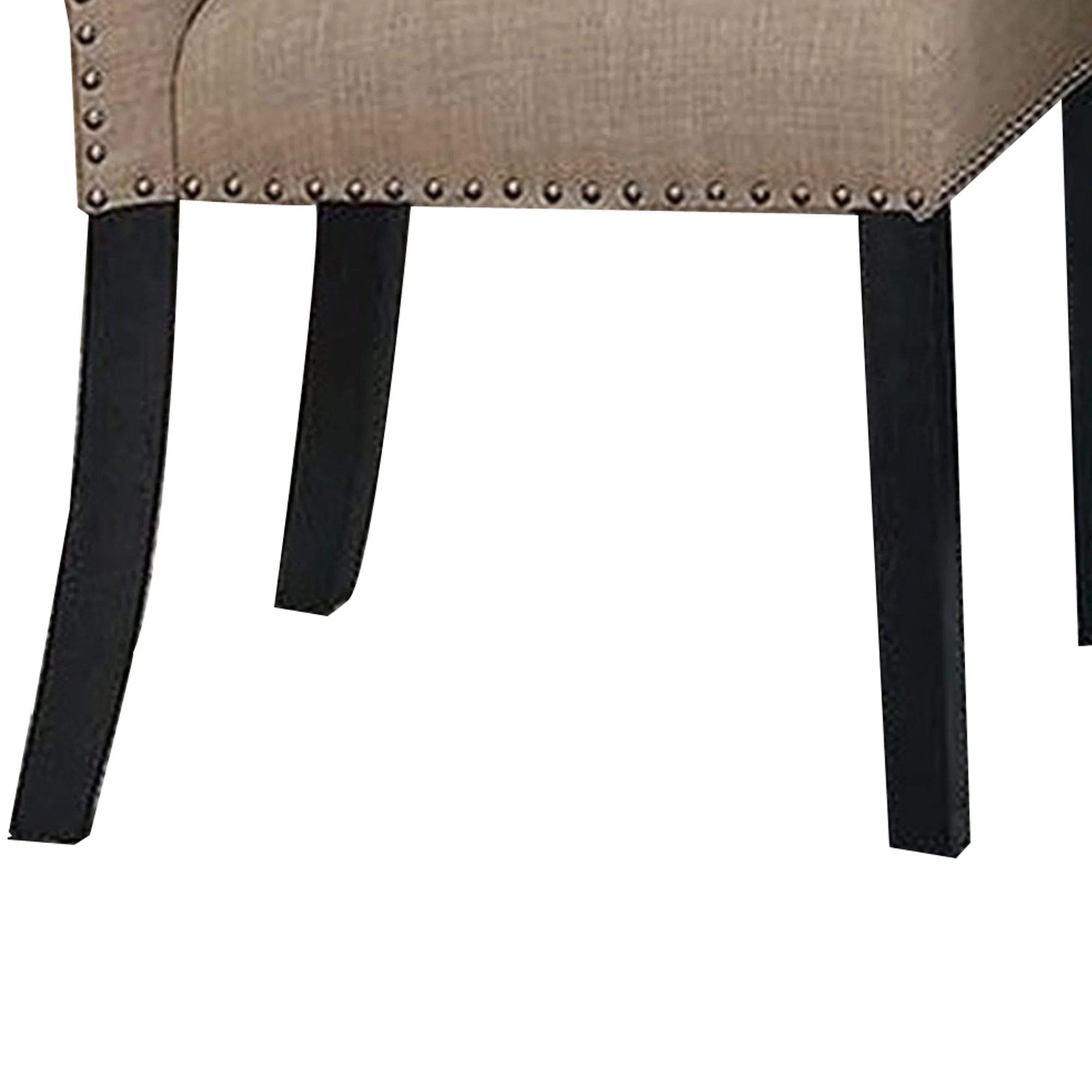 Wooden Side Chairs With Nailhead Trims Set Of 2 Beige And Black By Benzara - Image 5